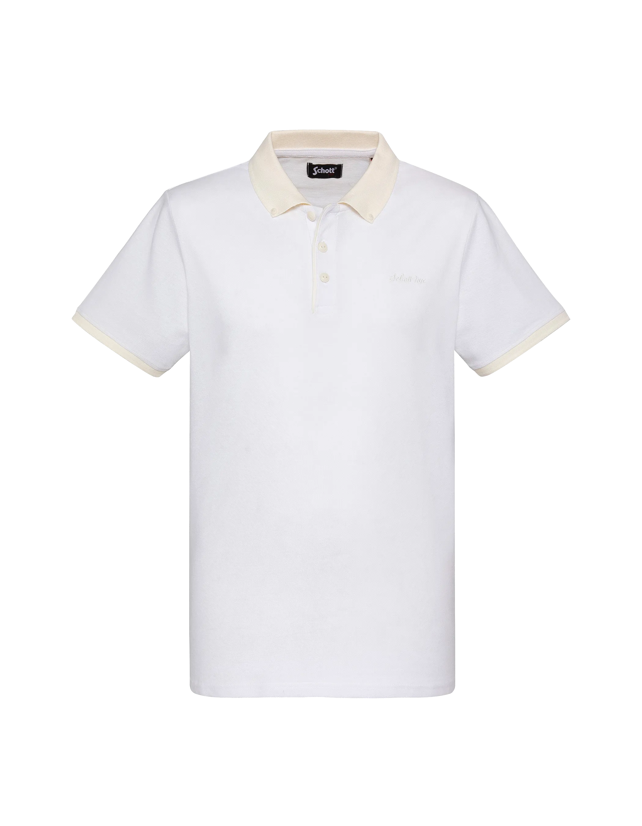 Polo bianco in pique cotone-1