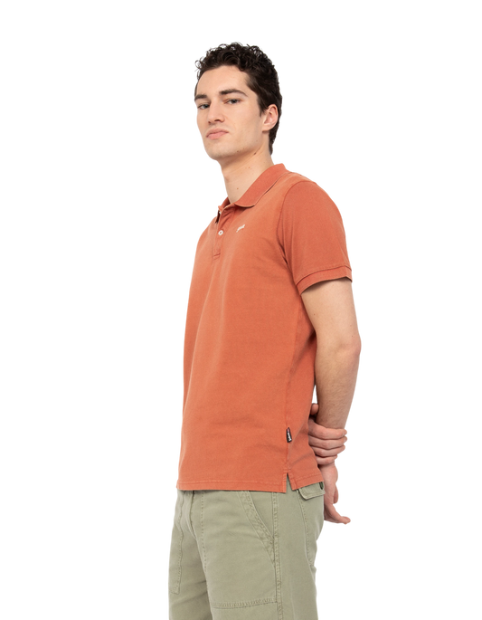 Rust washed effect polo shirt