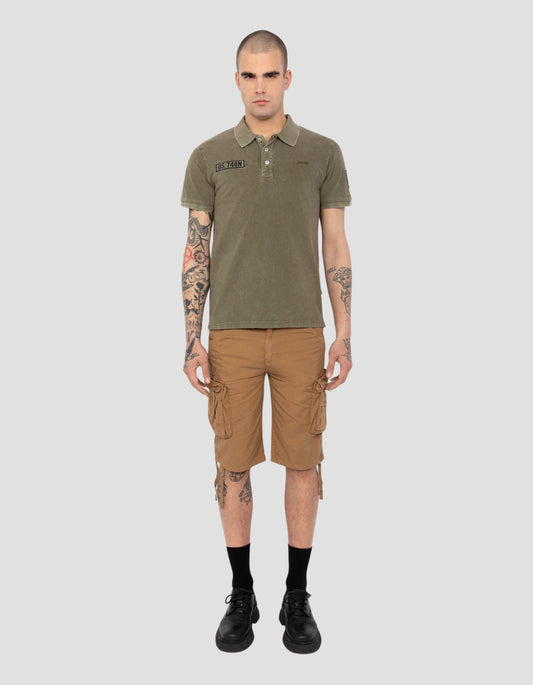 Polo army kaki effet délavé