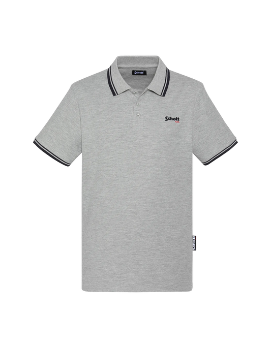 Polo gris clair en coton piqué