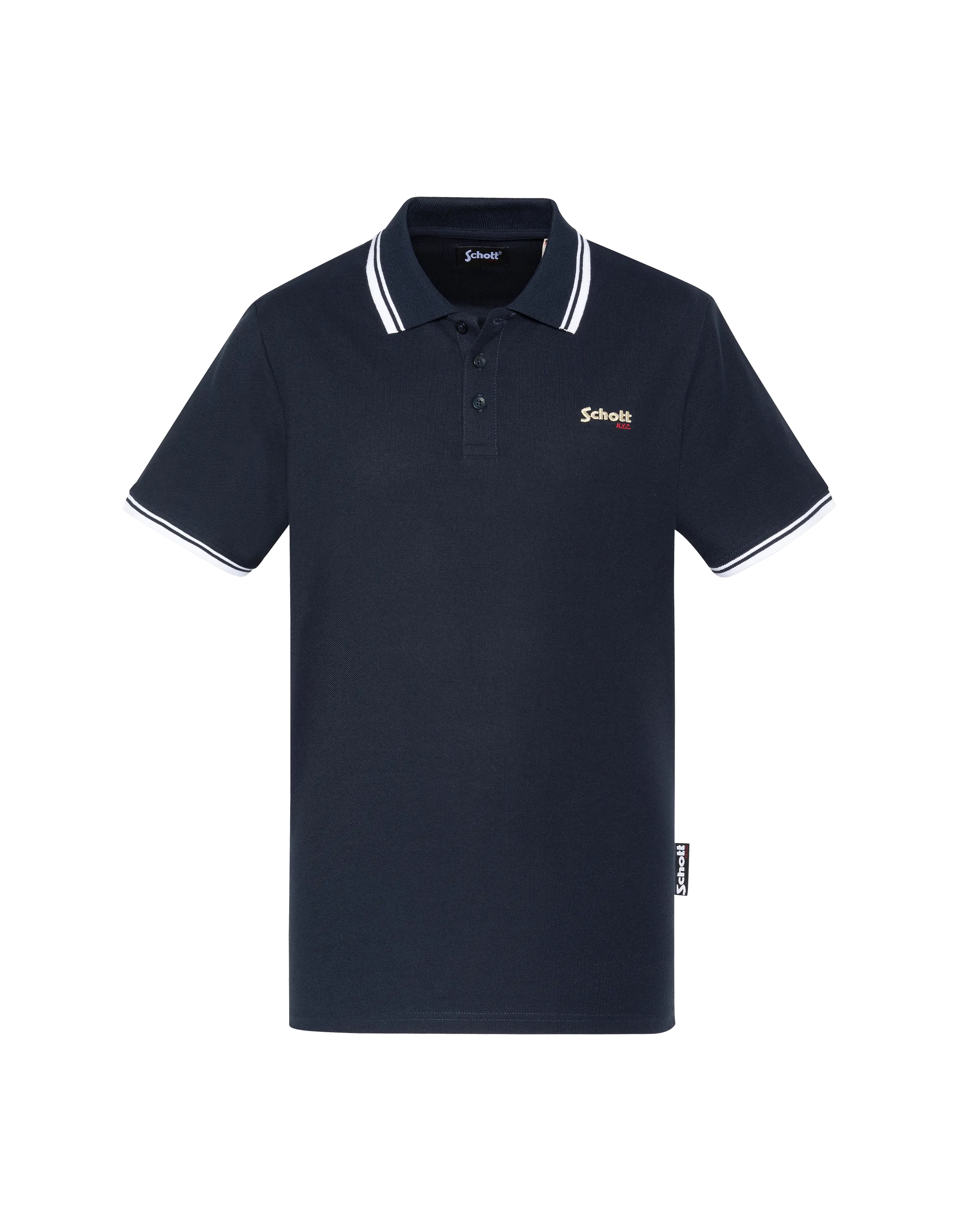 Polo bleu marine en coton piqué-1