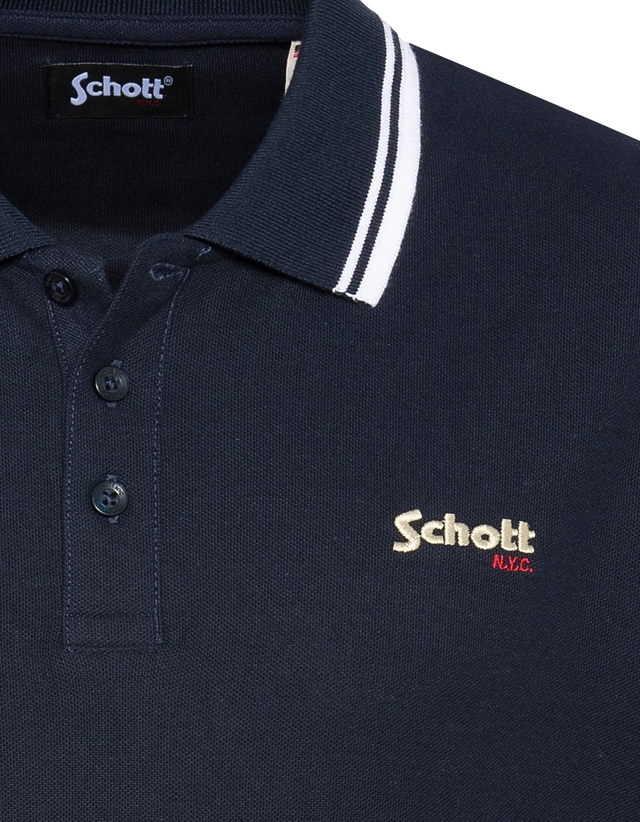 Polo bleu marine en coton piqué-3