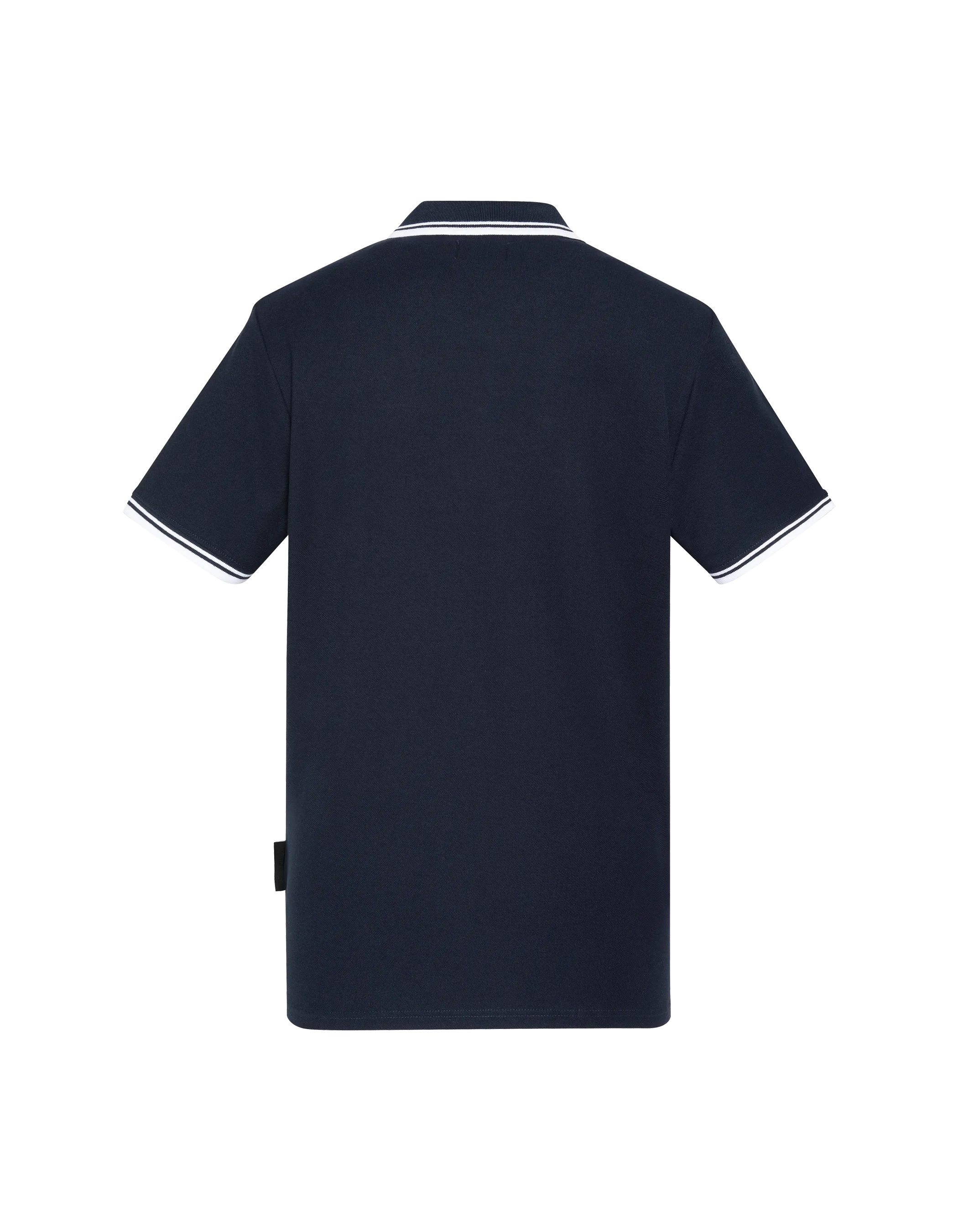 Polo bleu marine en coton piqué-2