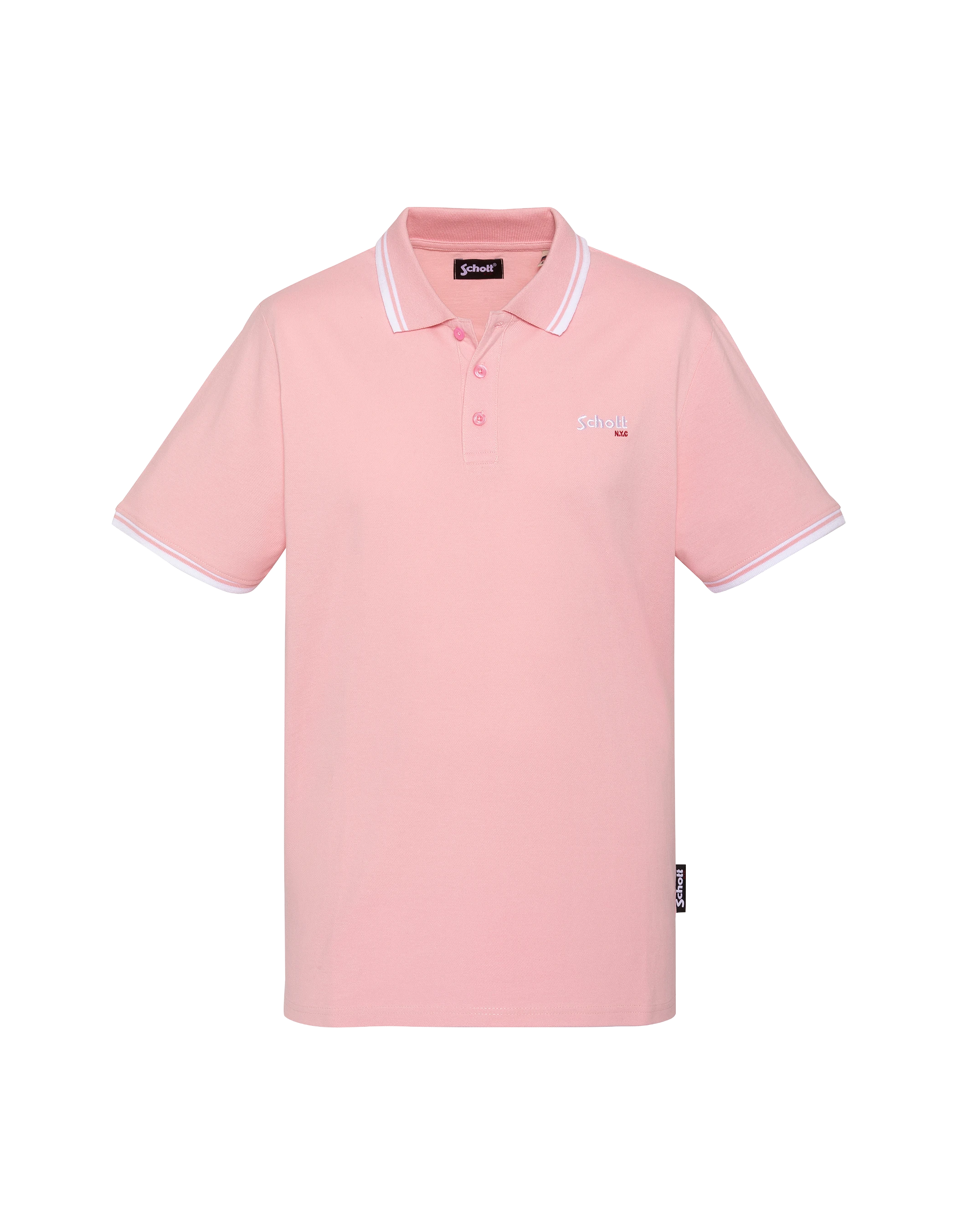 Polo rose pâle en coton piqué-1