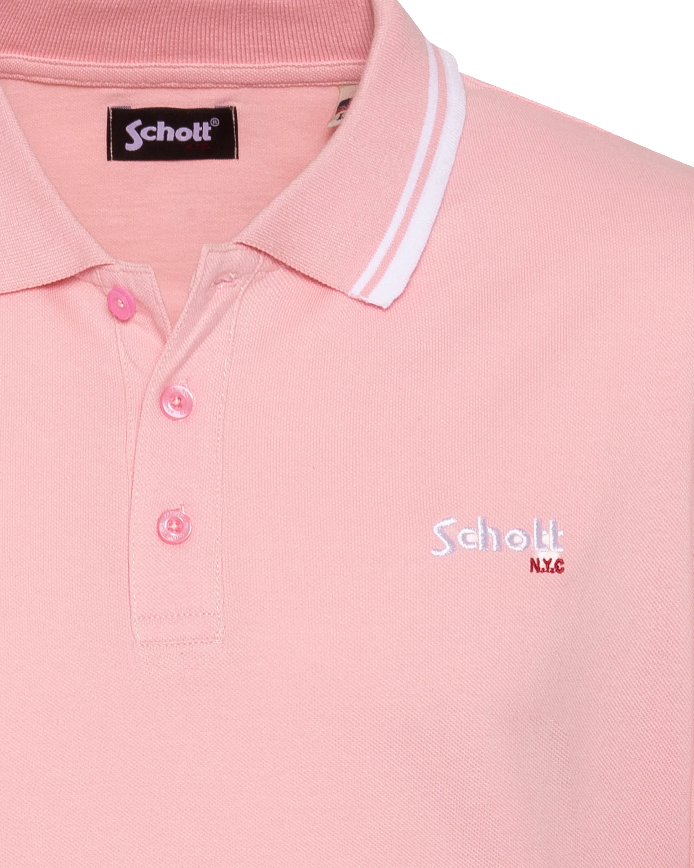 Polo rose pâle en coton piqué-3