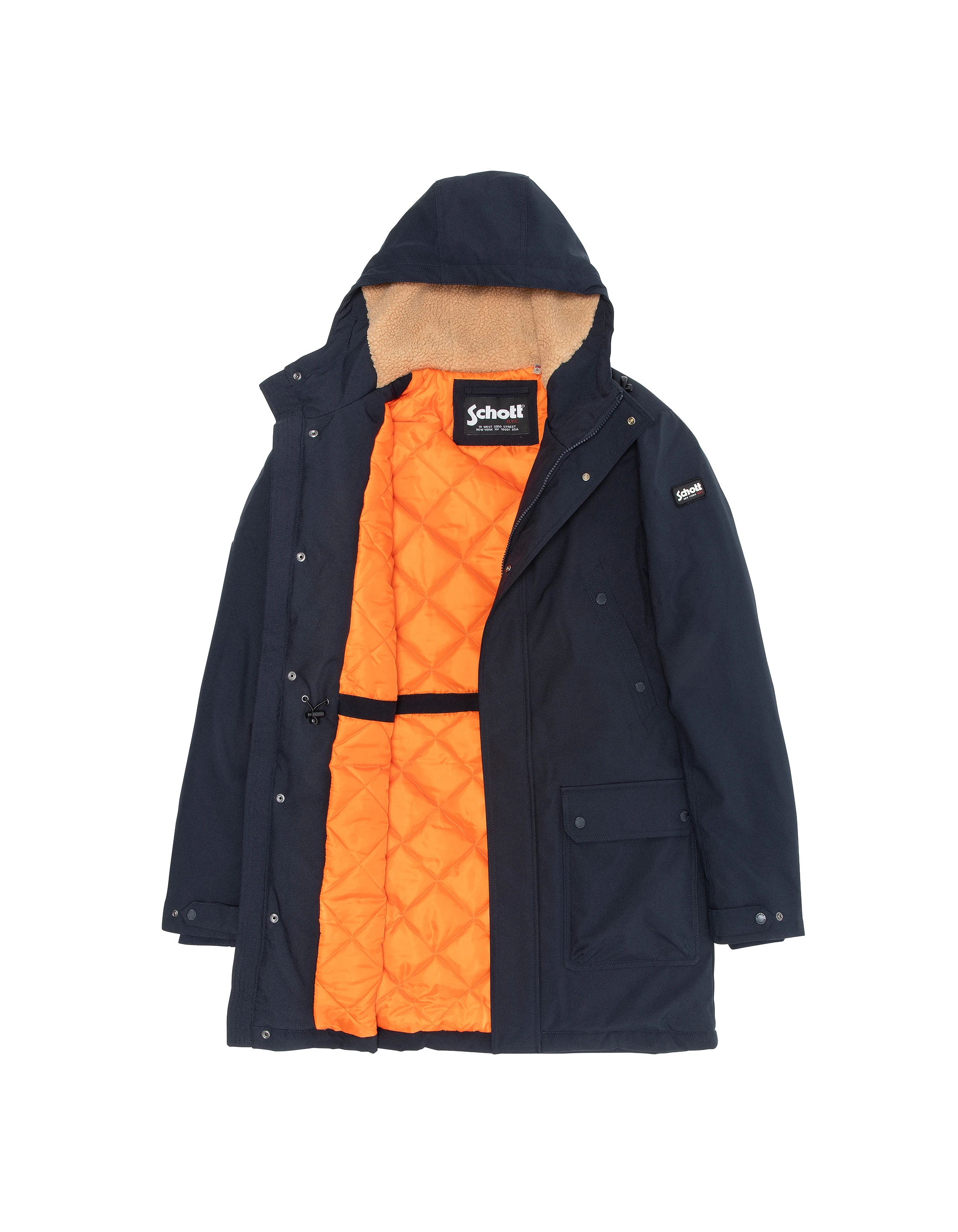 Parka bleu marine à capuche-5