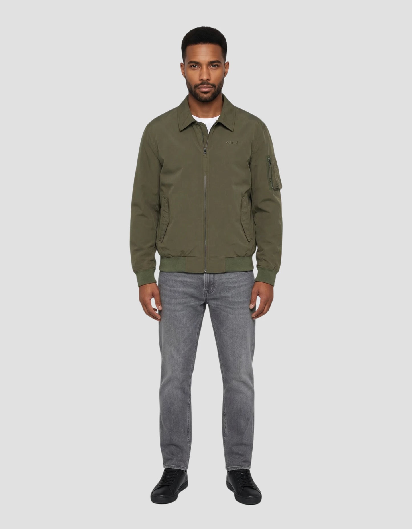 Khaki technical jacket with shirt collar