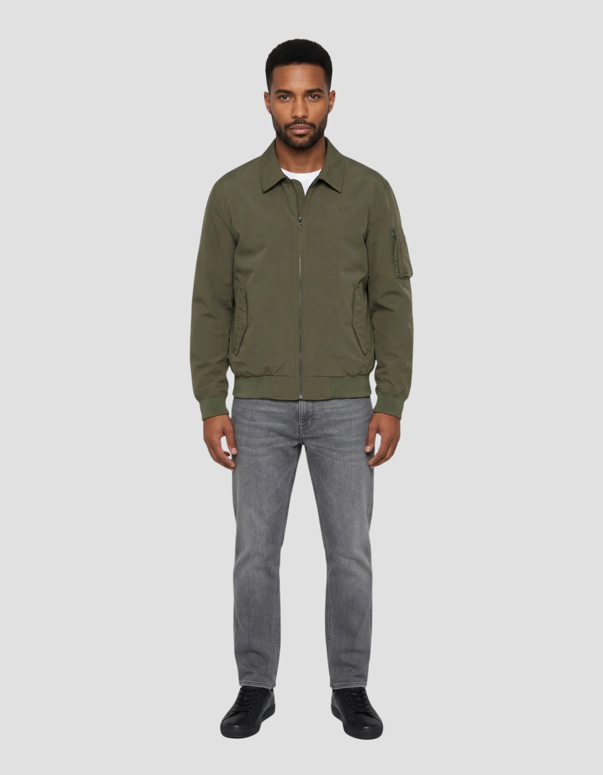 Khaki technical jacket with shirt collar-1