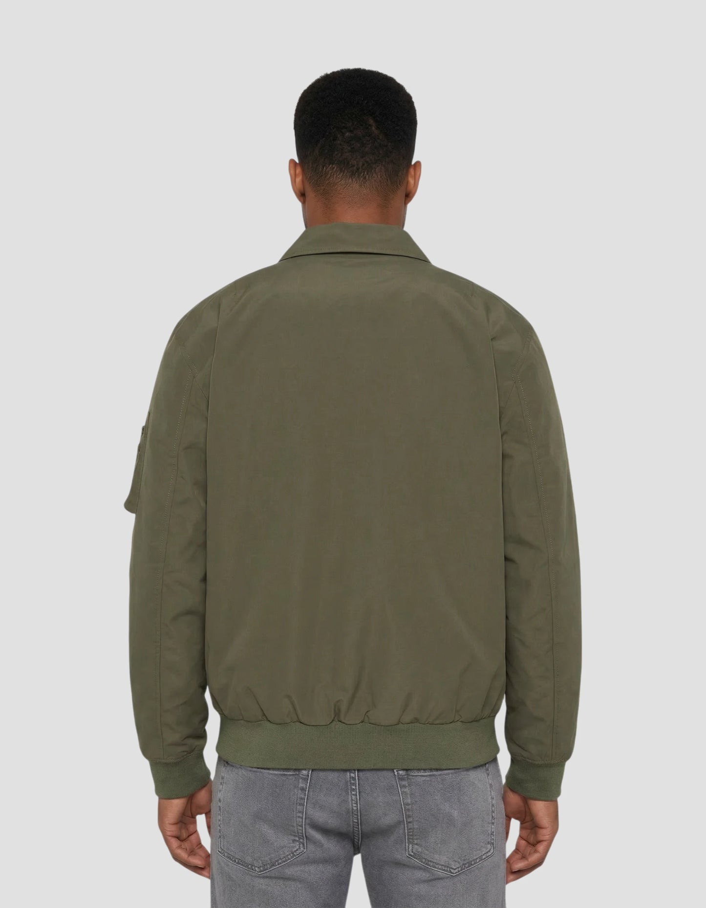 Khaki technical jacket with shirt collar