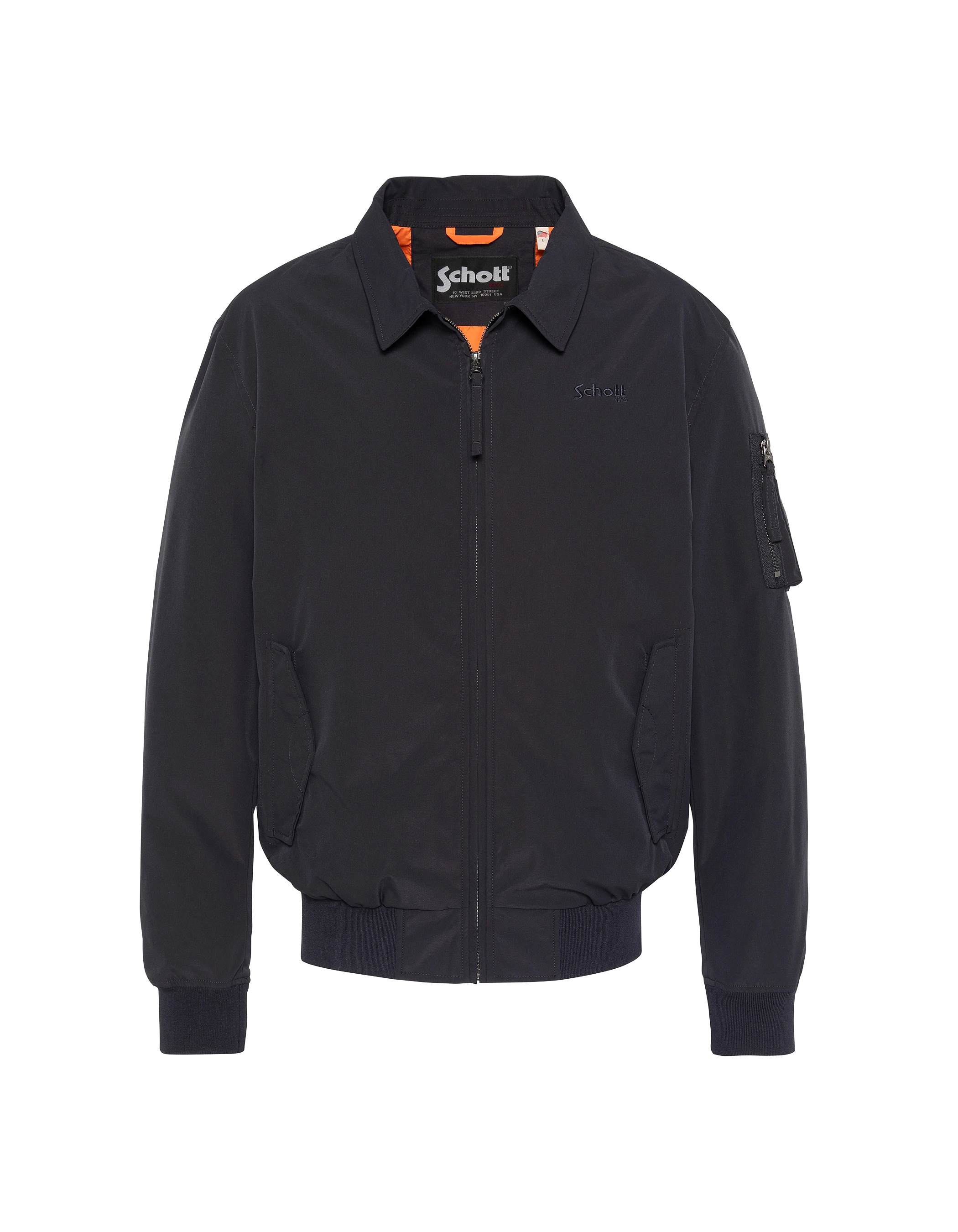 Blouson technique bleu marine col chemise-1