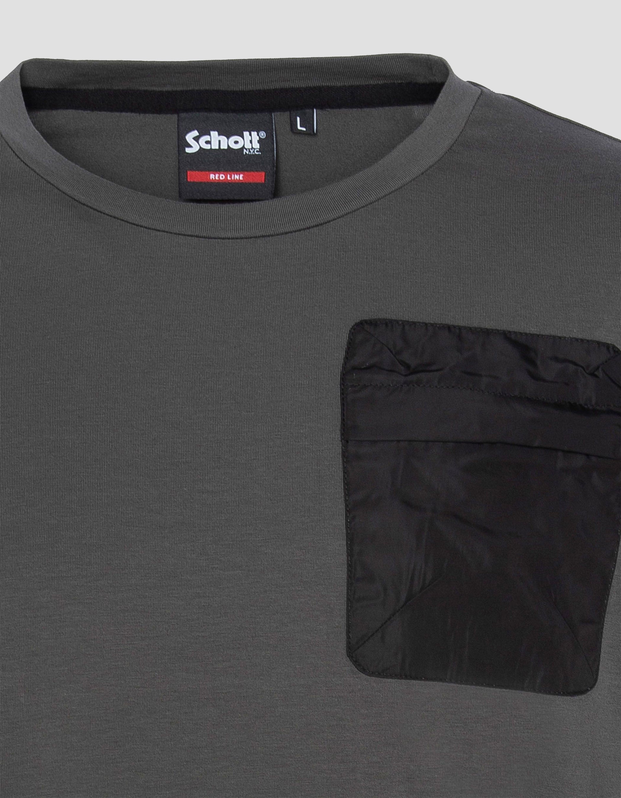 Anthrazit-T-Shirt-Taschenbrust mit langer Ärmel-5