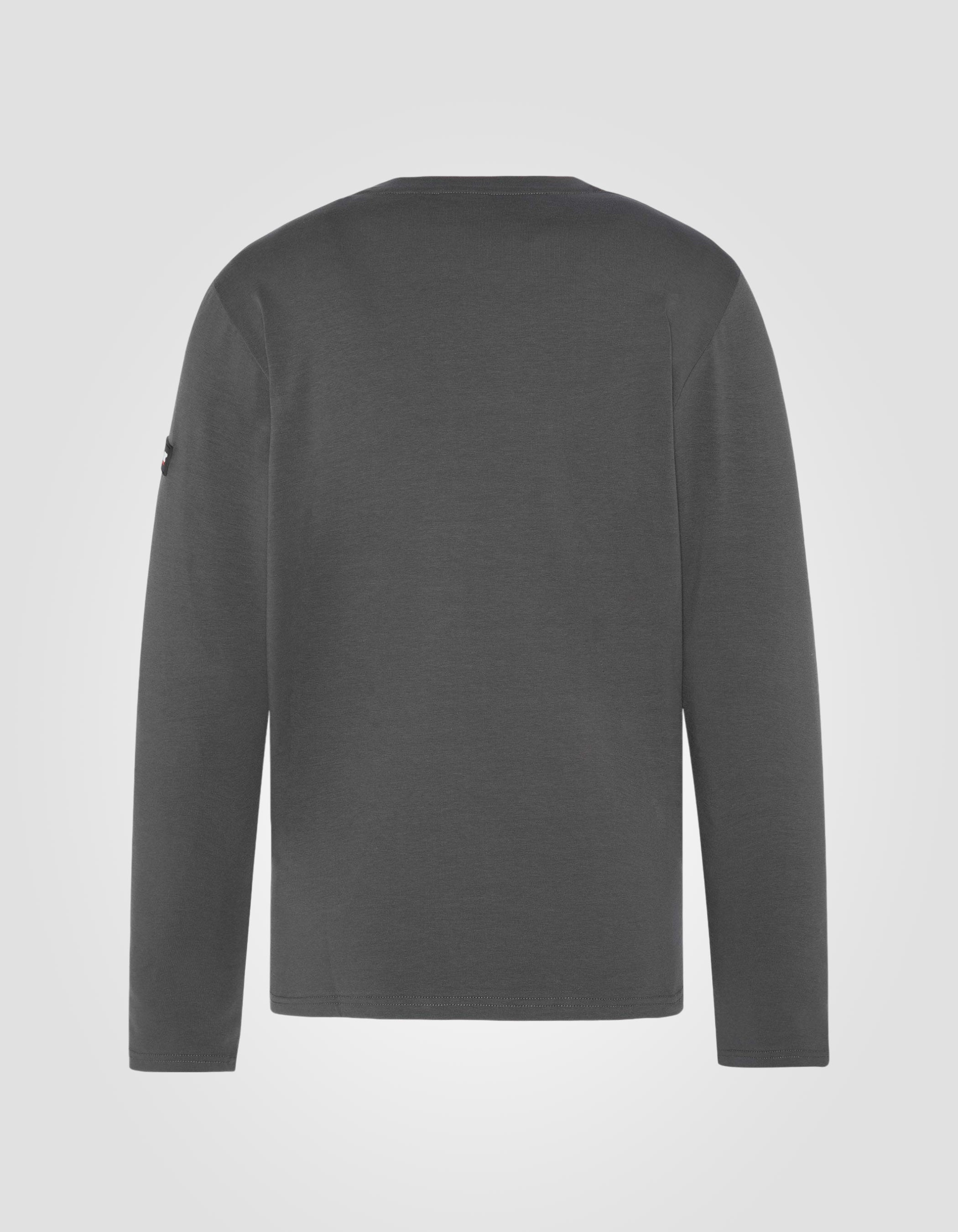 Anthrazit-T-Shirt-Taschenbrust mit langer Ärmel-2