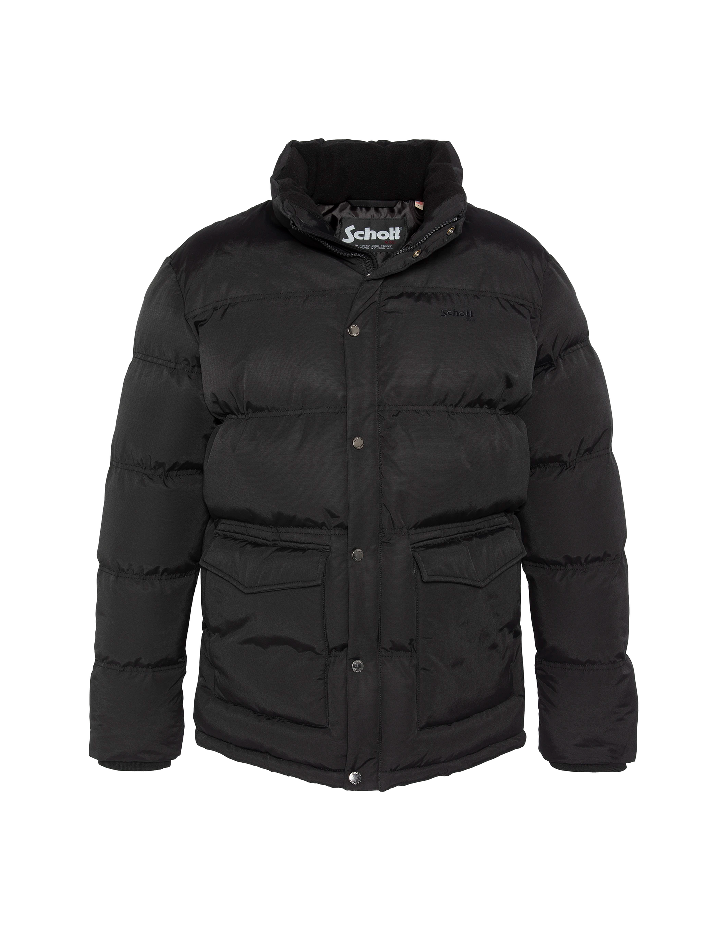 Schwarze Down -Jacke mit abnehmbarem Kunstpelzkragen