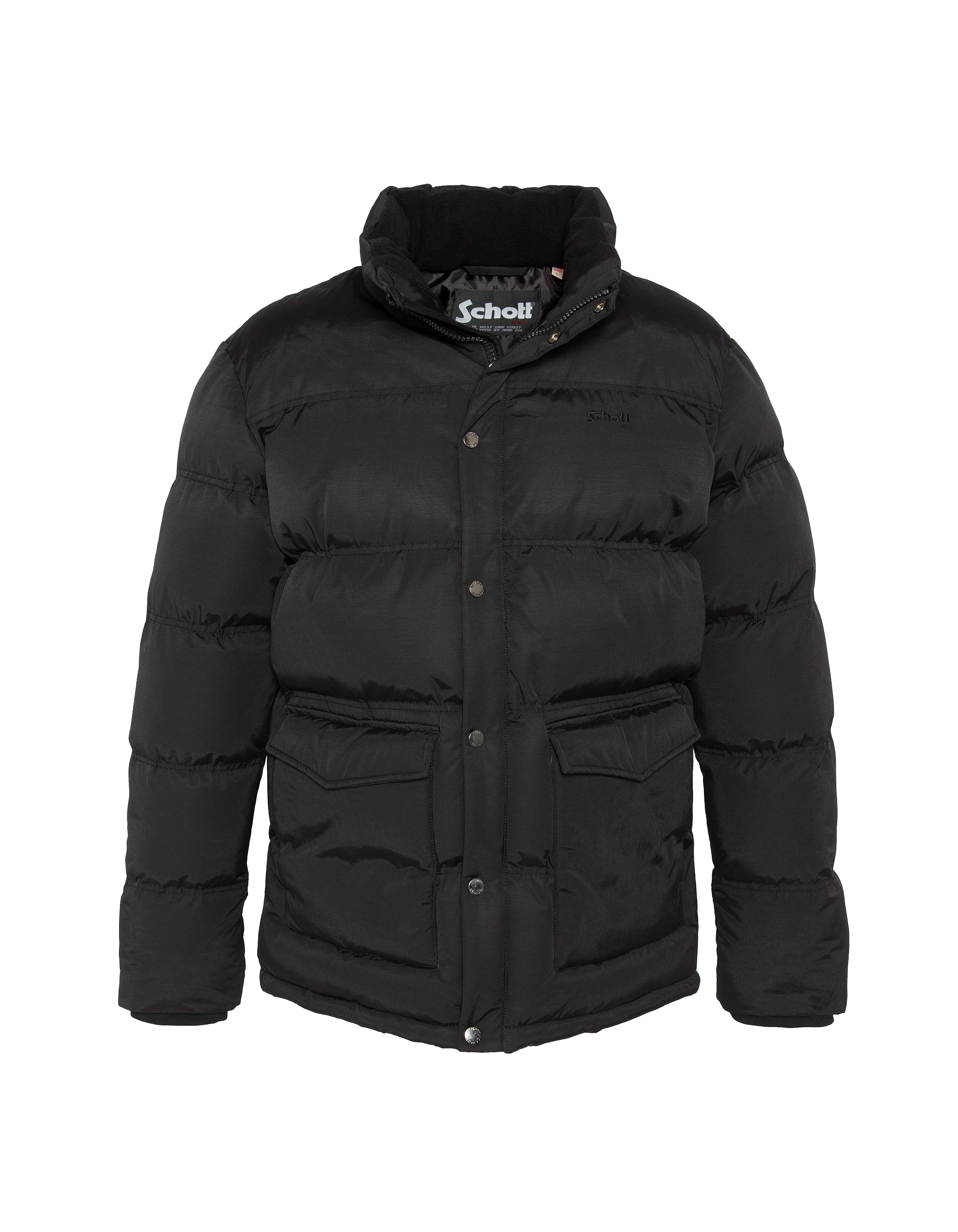 Schwarze Down -Jacke mit abnehmbarem Kunstpelzkragen-5