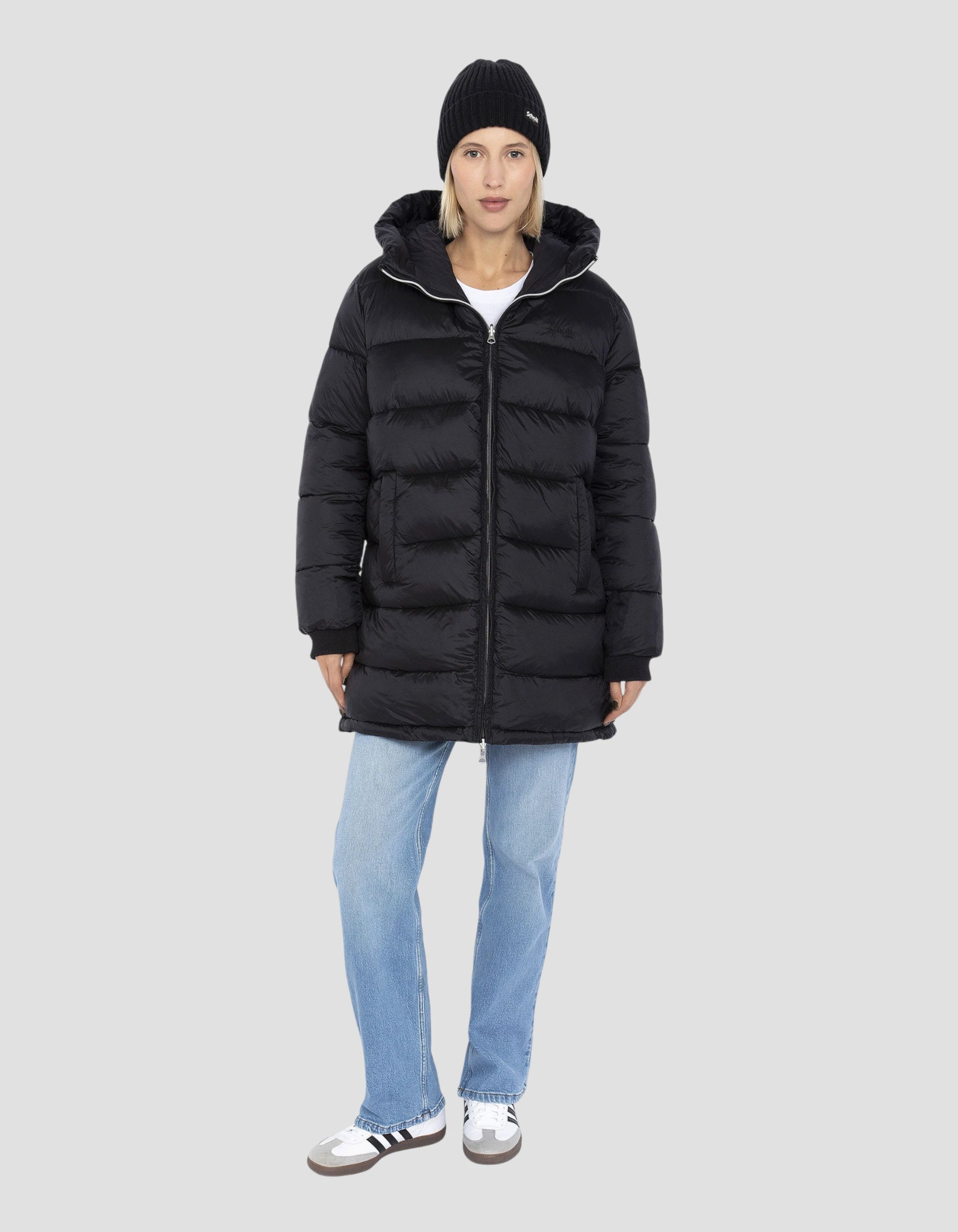 Schwarze und schwarze reversible Jacke-5