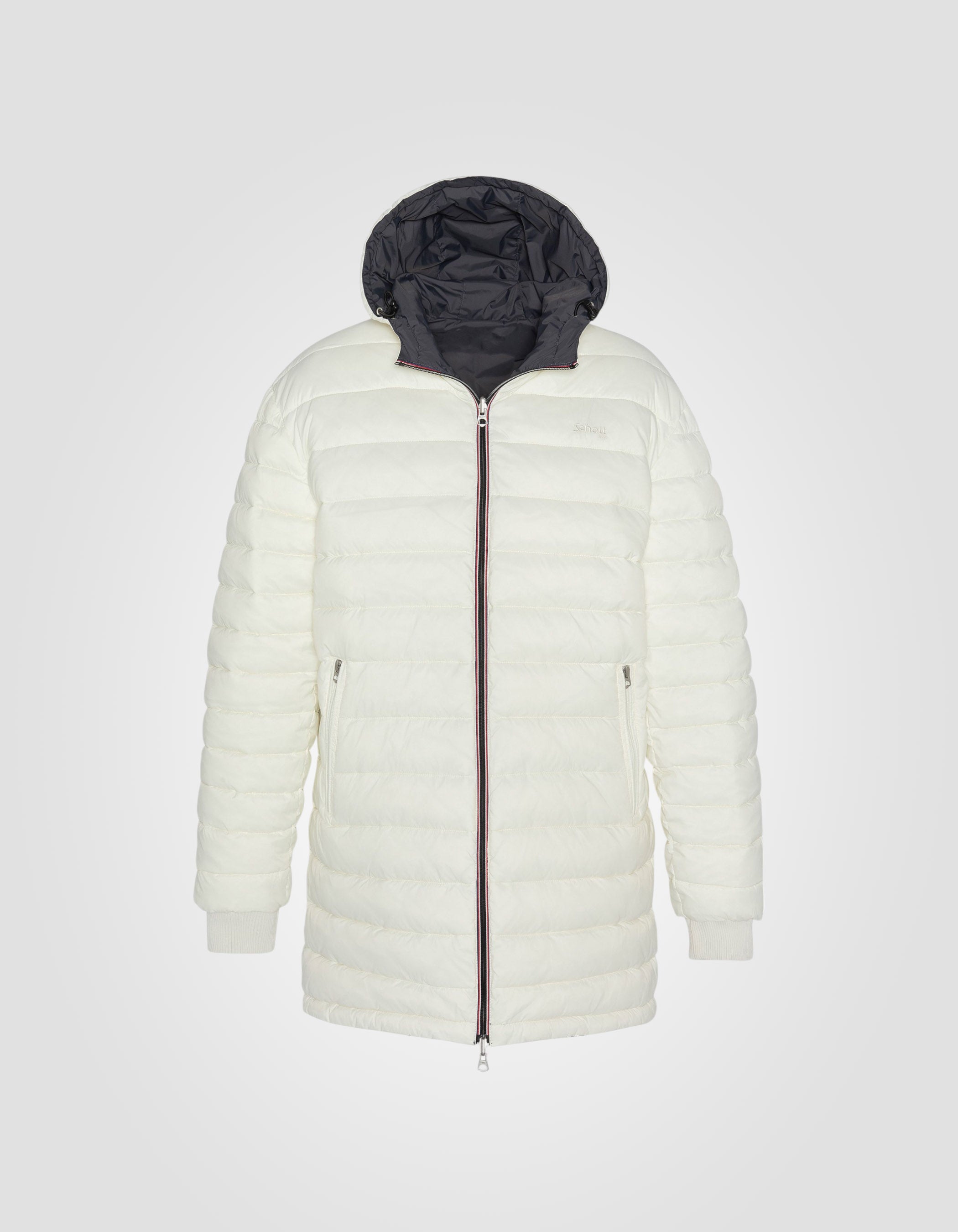 Blouson/doudoune long réversible anthracite et blanc-3