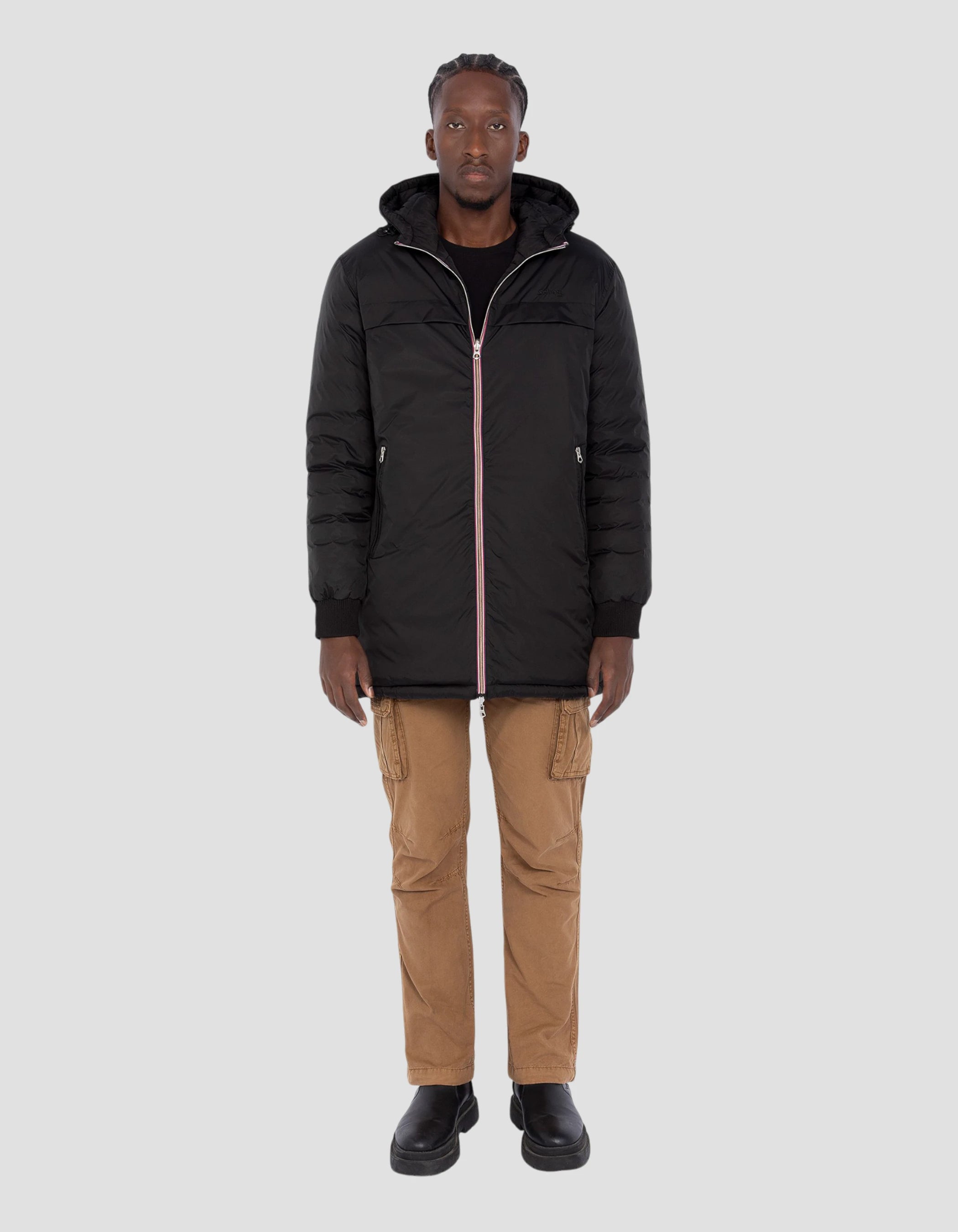 Full black reversible jacket/long reversible jacket-1