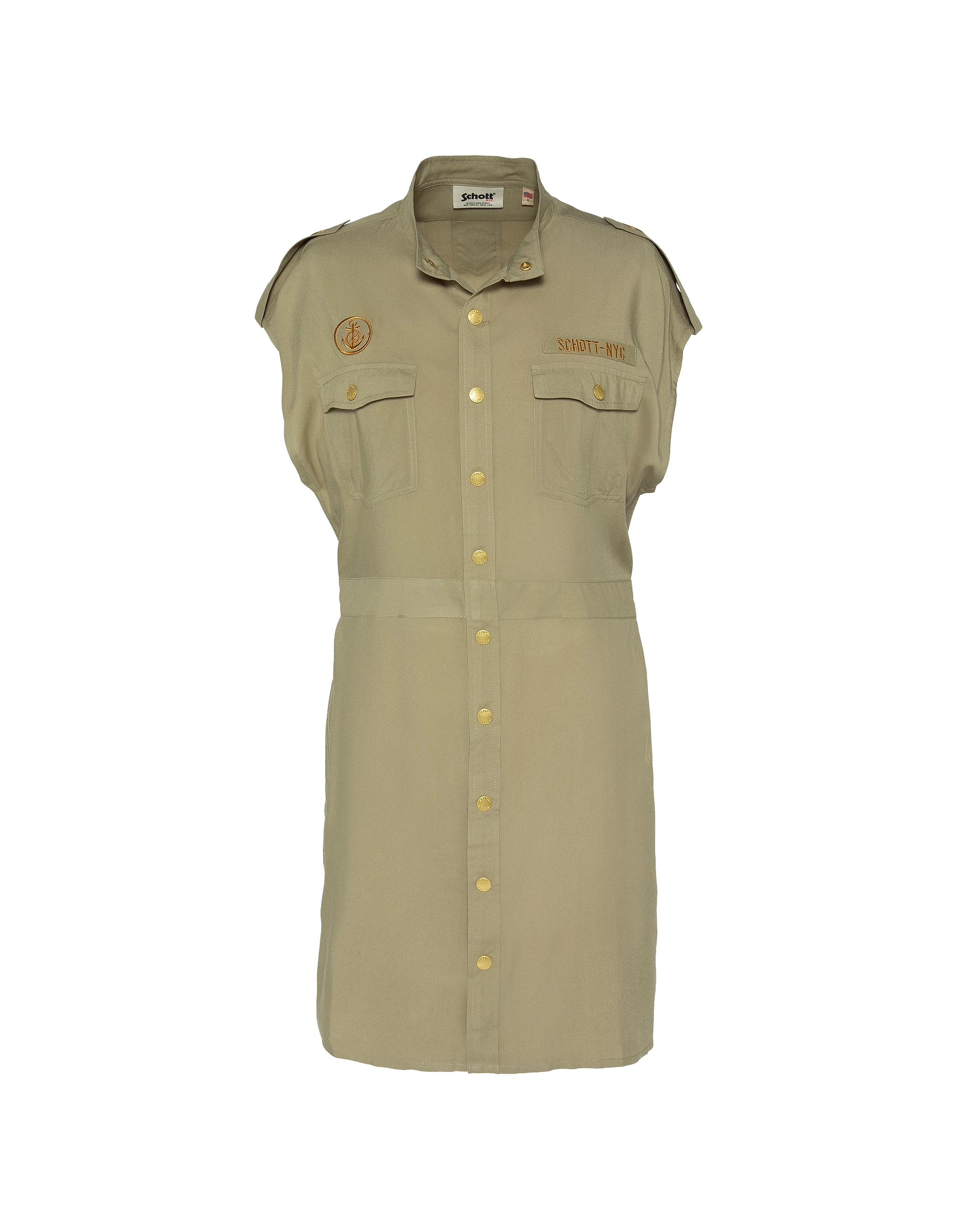 Robe sage kaki sans manche army-2