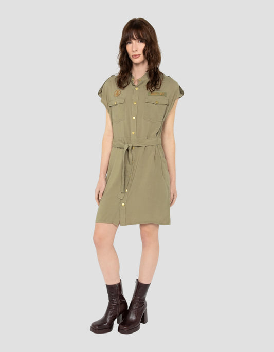 Abito militare senza maniche color salvia color kaki