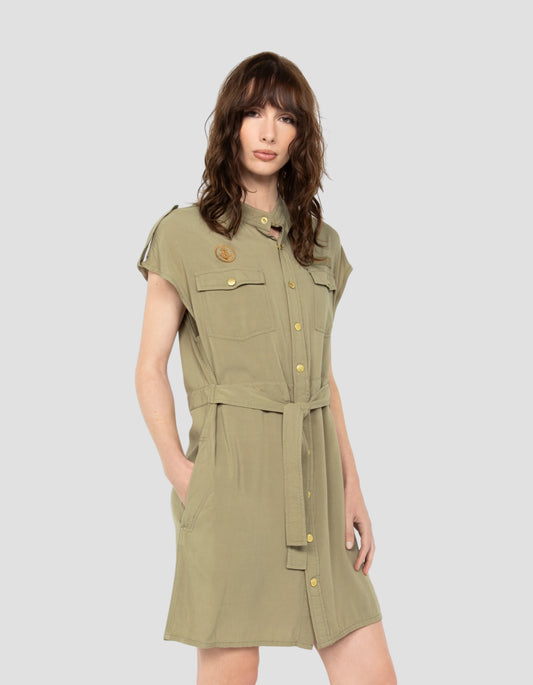 Abito militare senza maniche color salvia color kaki