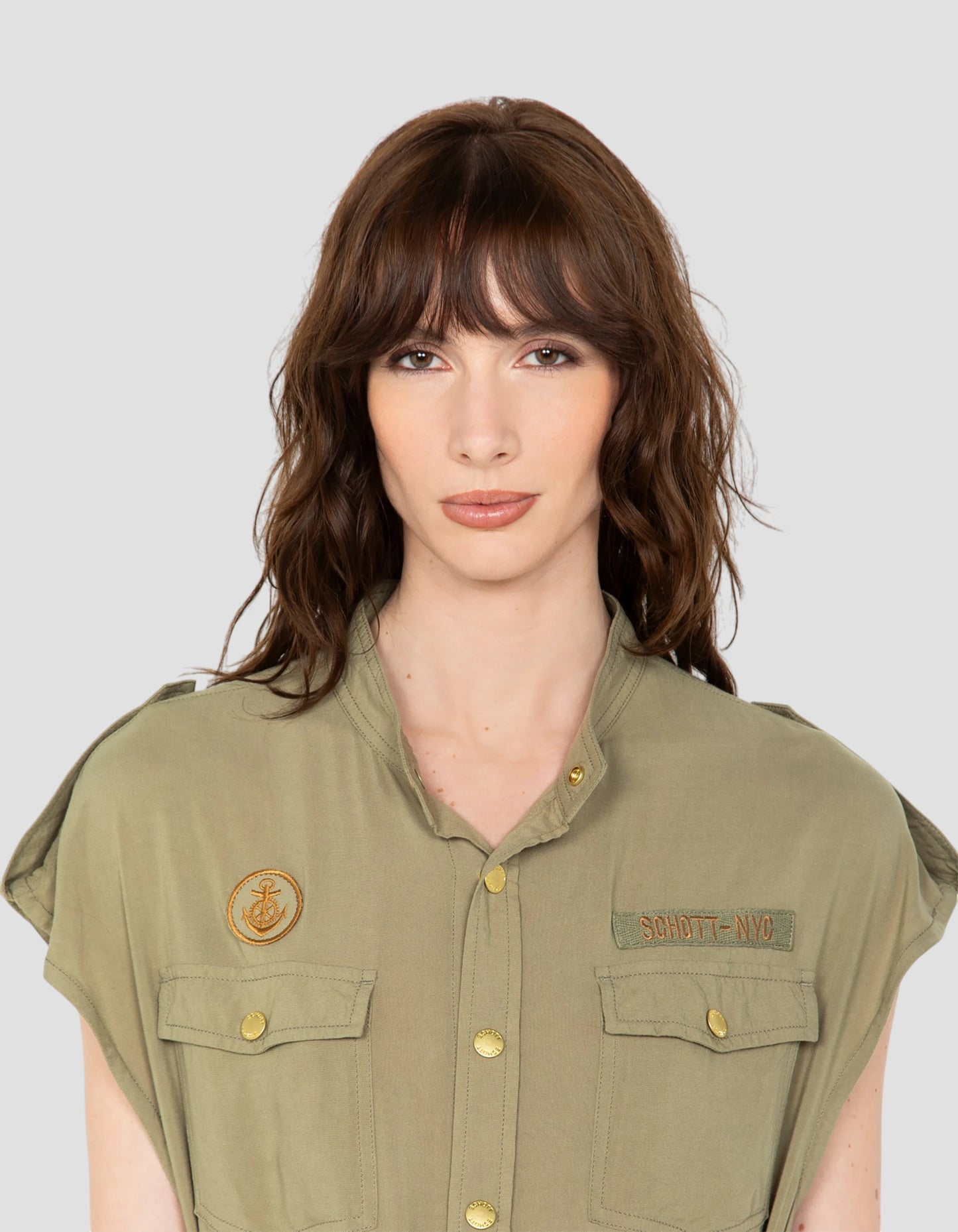 Robe sage kaki sans manche army