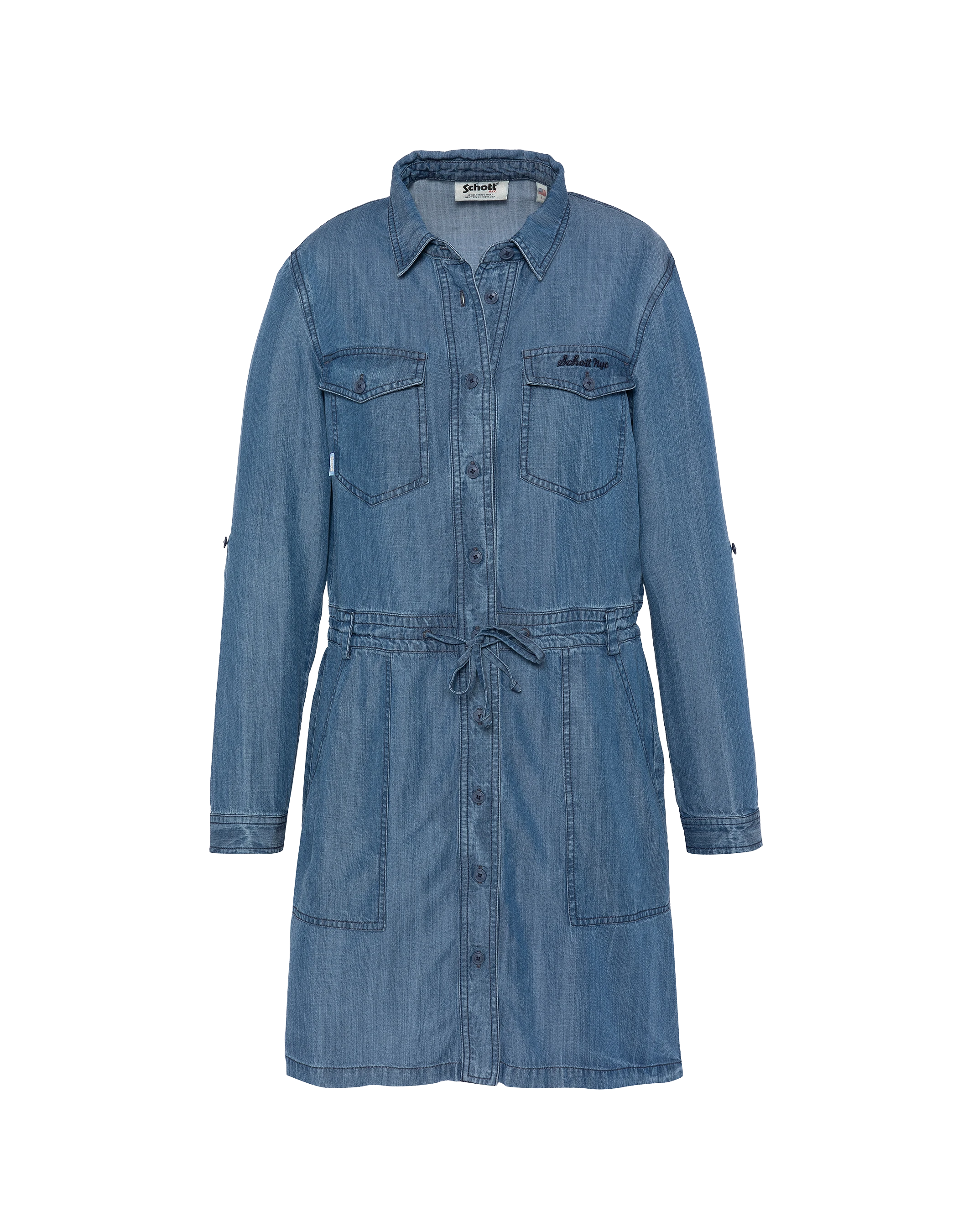 Robe casual indigo en tencel-2