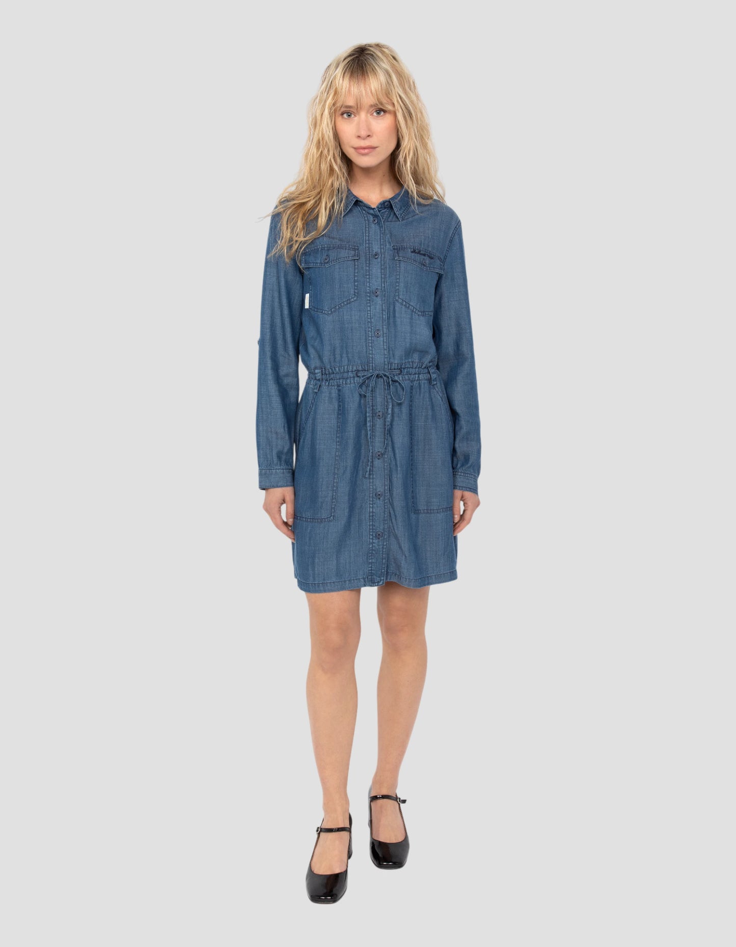 Robe casual indigo en tencel