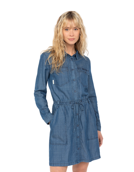 Robe casual indigo en tencel