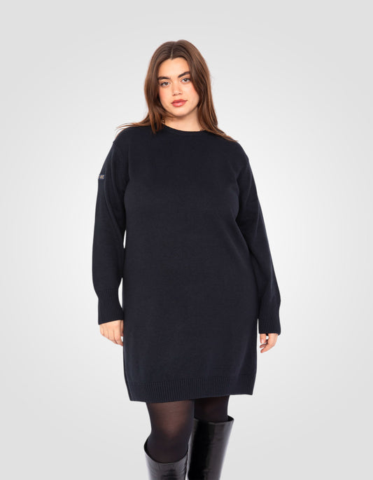 navy blue sweater dress plus size Crew Neck Womens Navy Blue Sweater Dress Women Plus Size Knit Sweater Dress Long Sleeve Crew