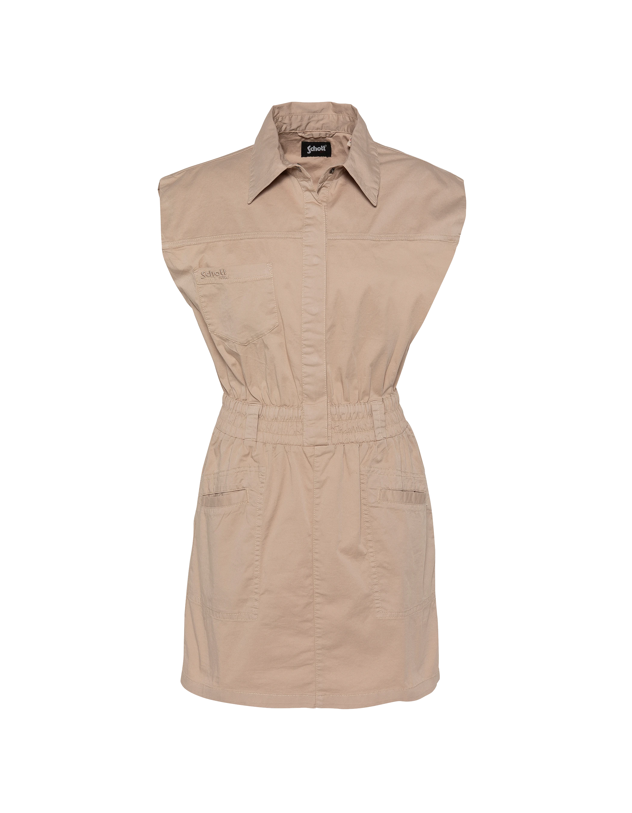 Robe saharienne beige sans manches-1