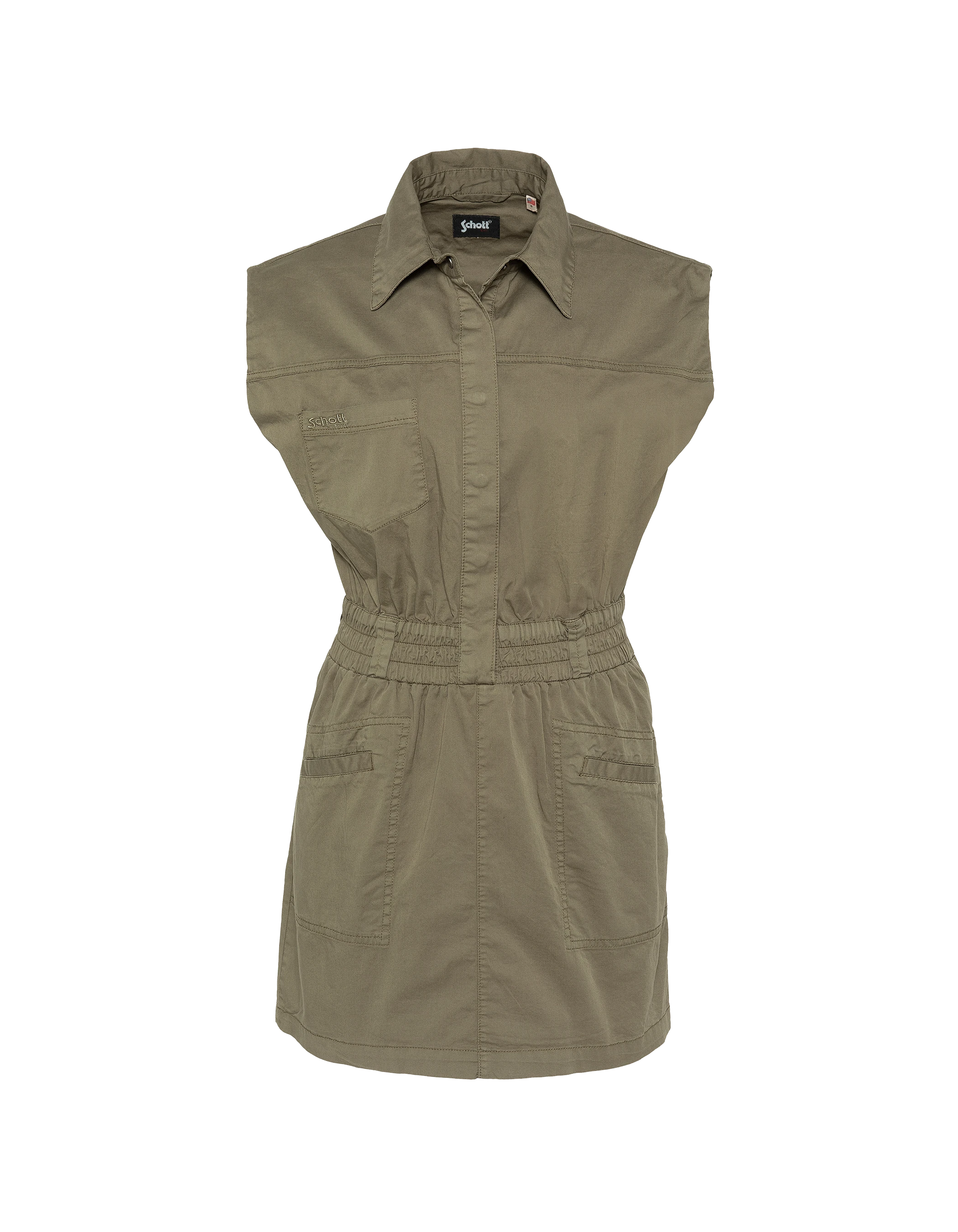 Robe saharienne kaki clair sans manches-1