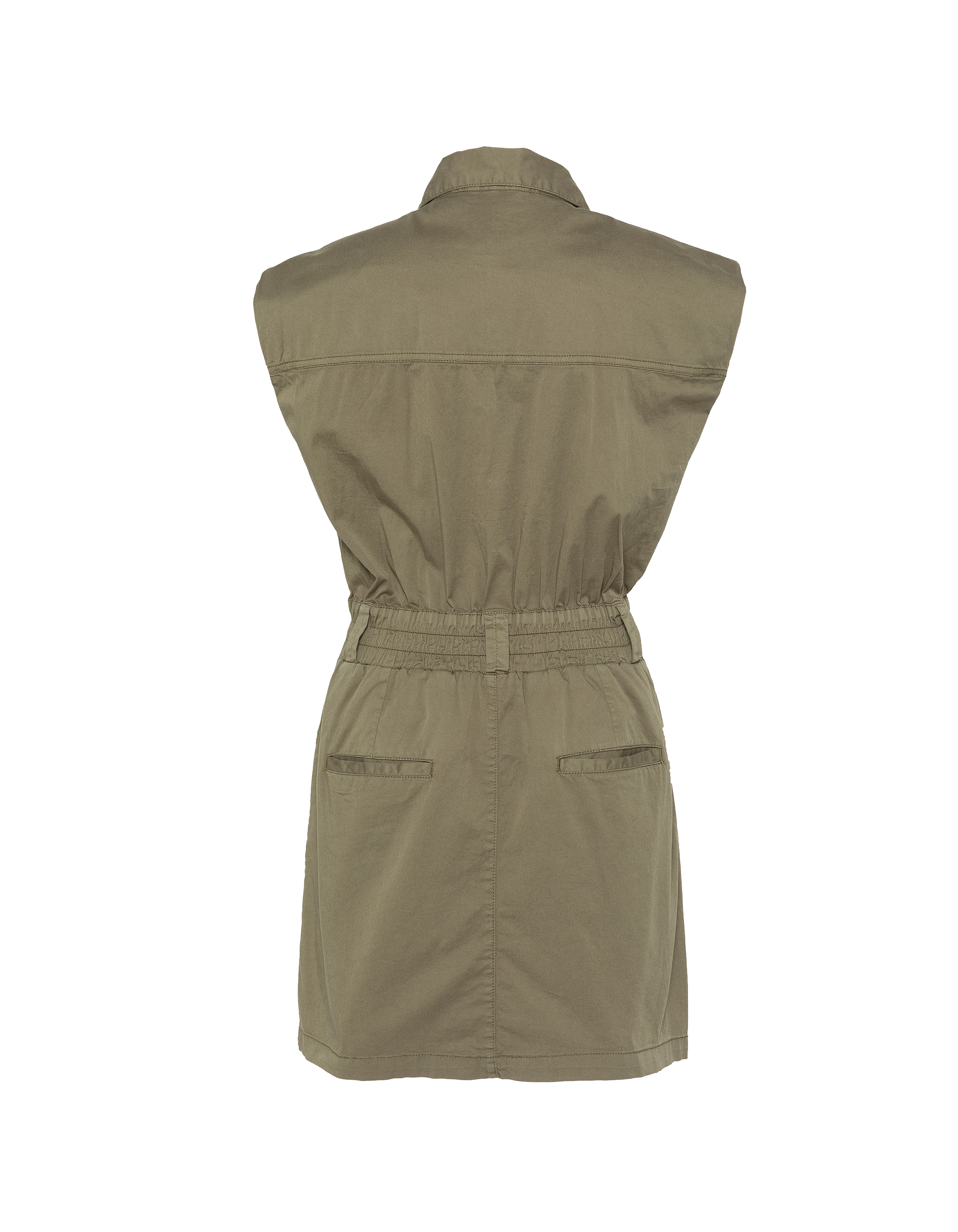 Robe saharienne kaki clair sans manches-2