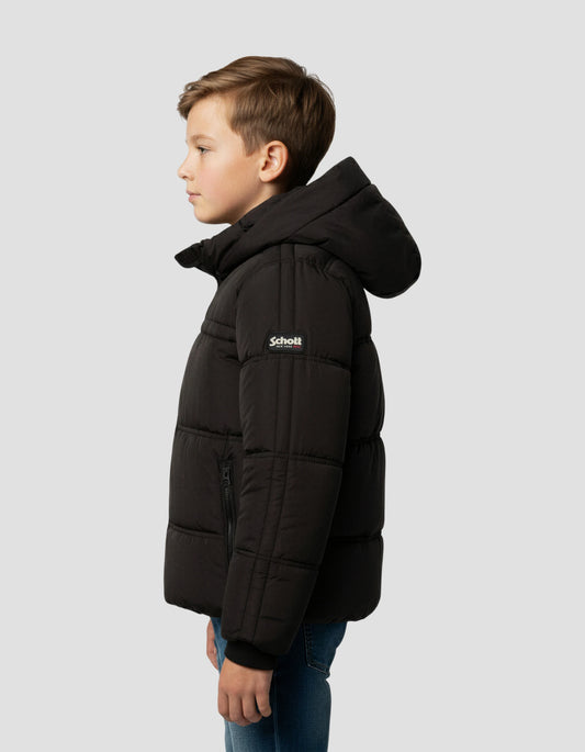 Extra long hooded black down jacket - 2190MAXB | Schott NYC®