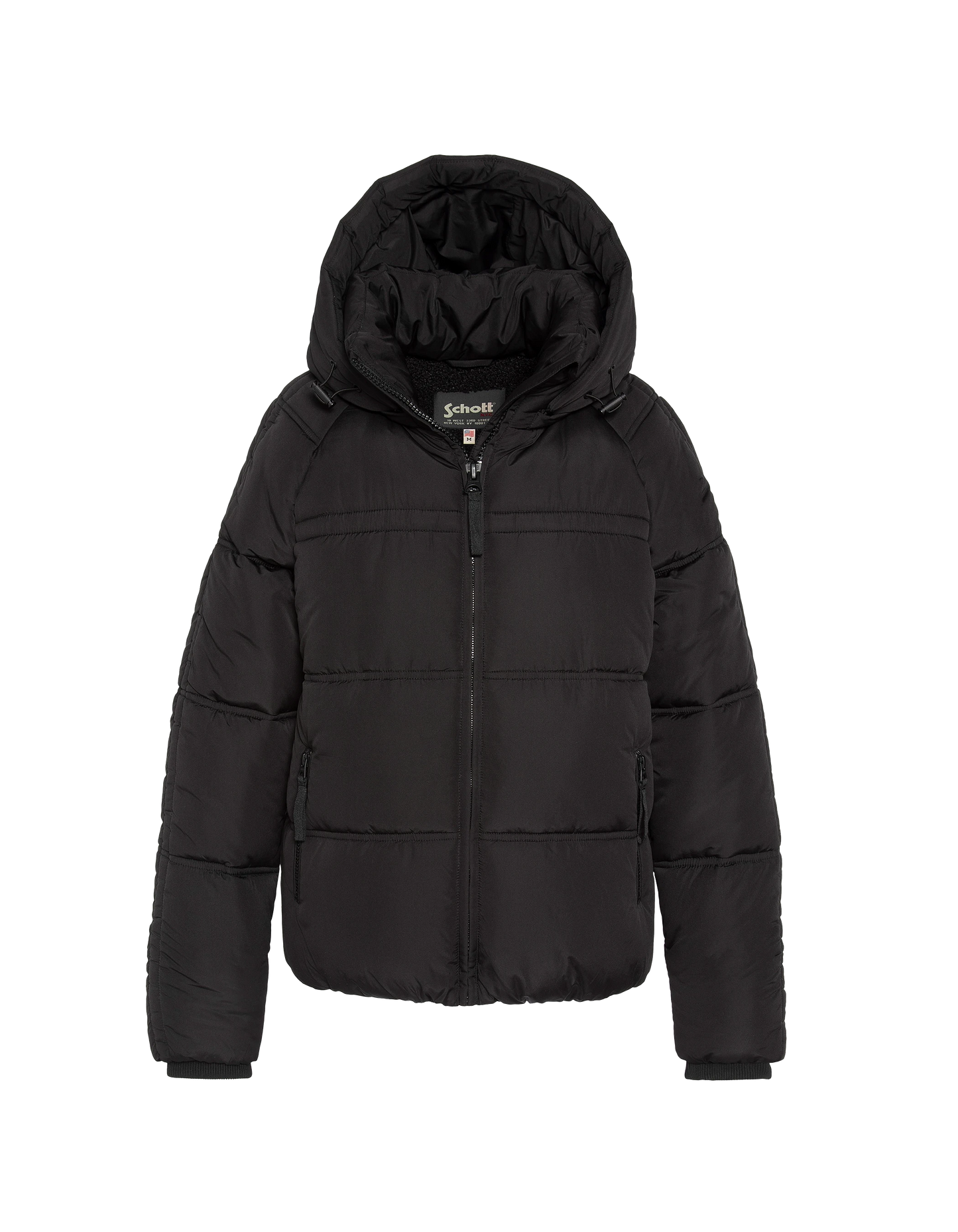 Giacca nera down con collare rimovibile in pelliccia