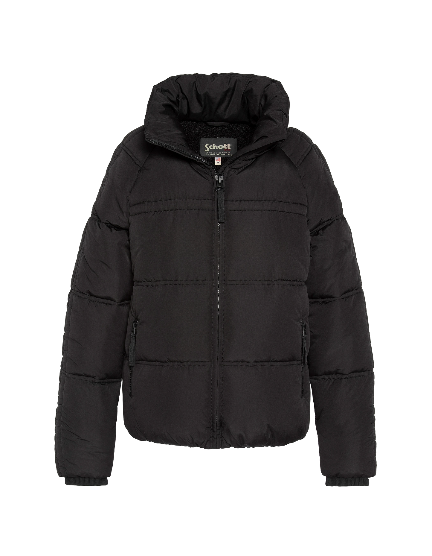 Giacca nera down con collare rimovibile in pelliccia