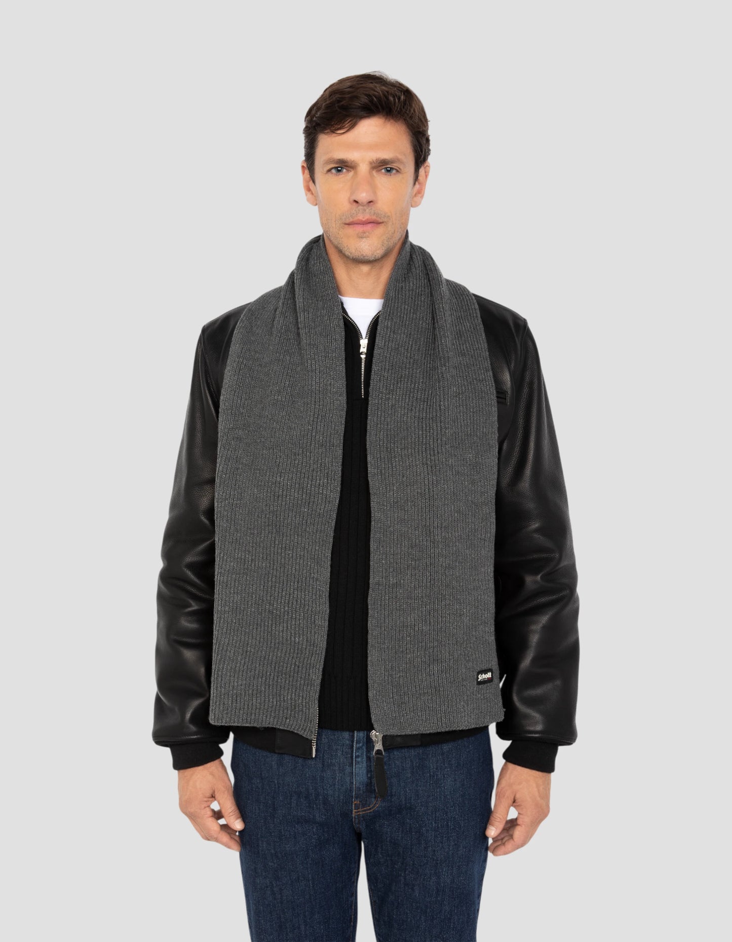 Sciarpa antracite in mesh a coste