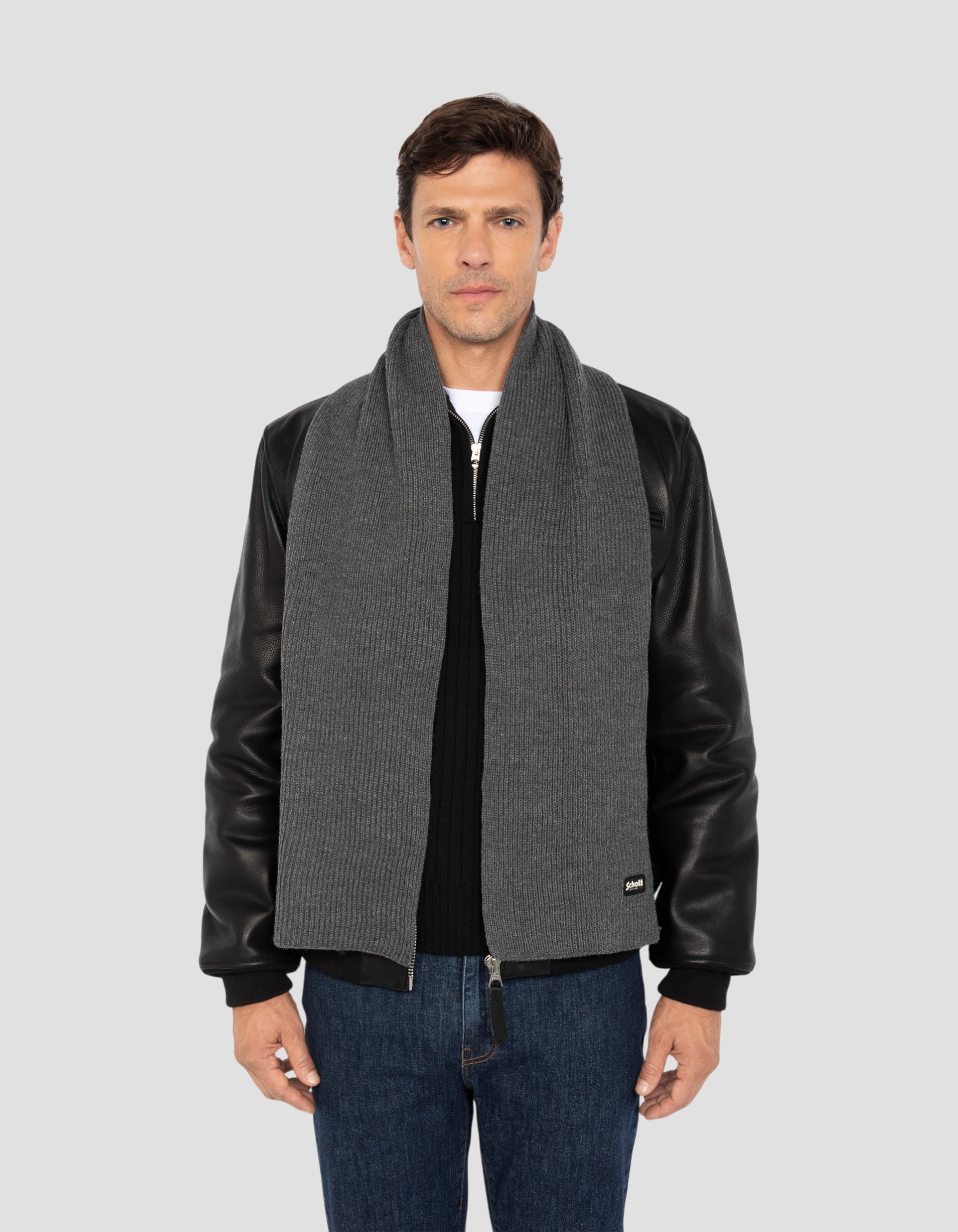 Sciarpa antracite in mesh a coste-1