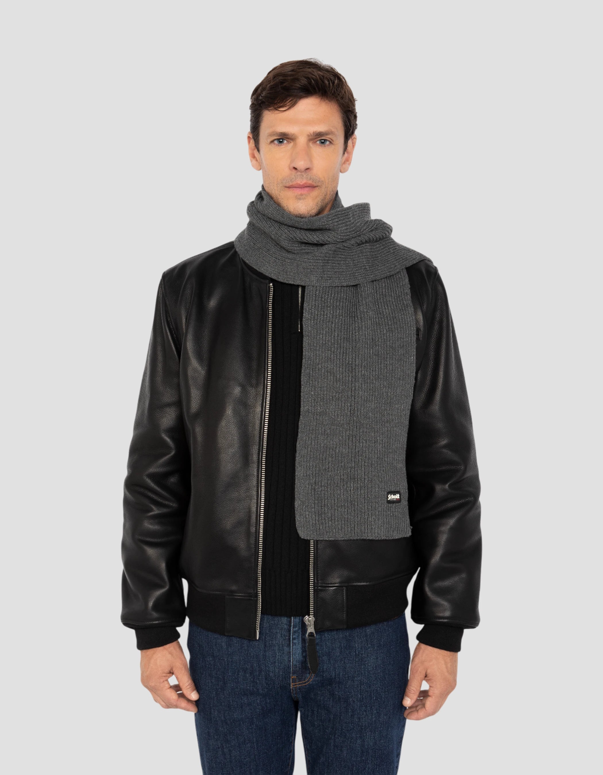 Sciarpa antracite in mesh a coste-3