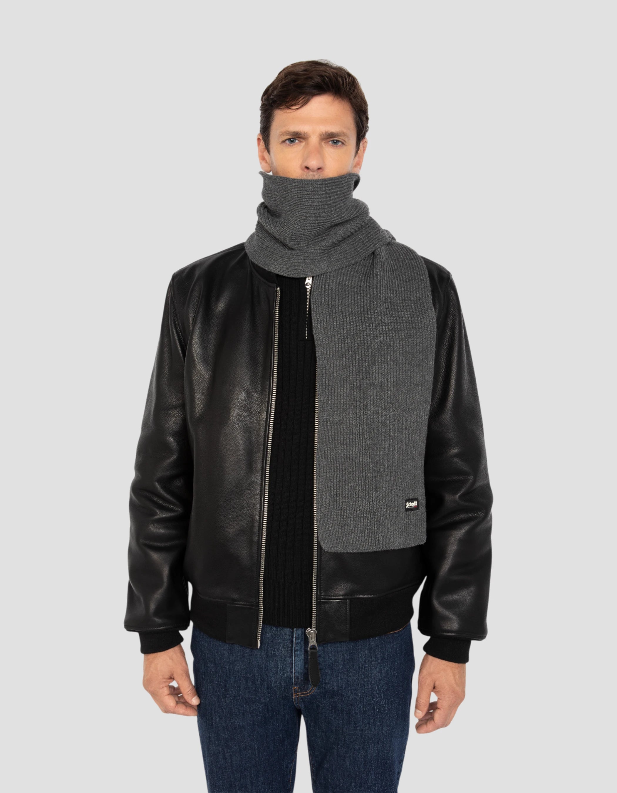 Sciarpa antracite in mesh a coste-4