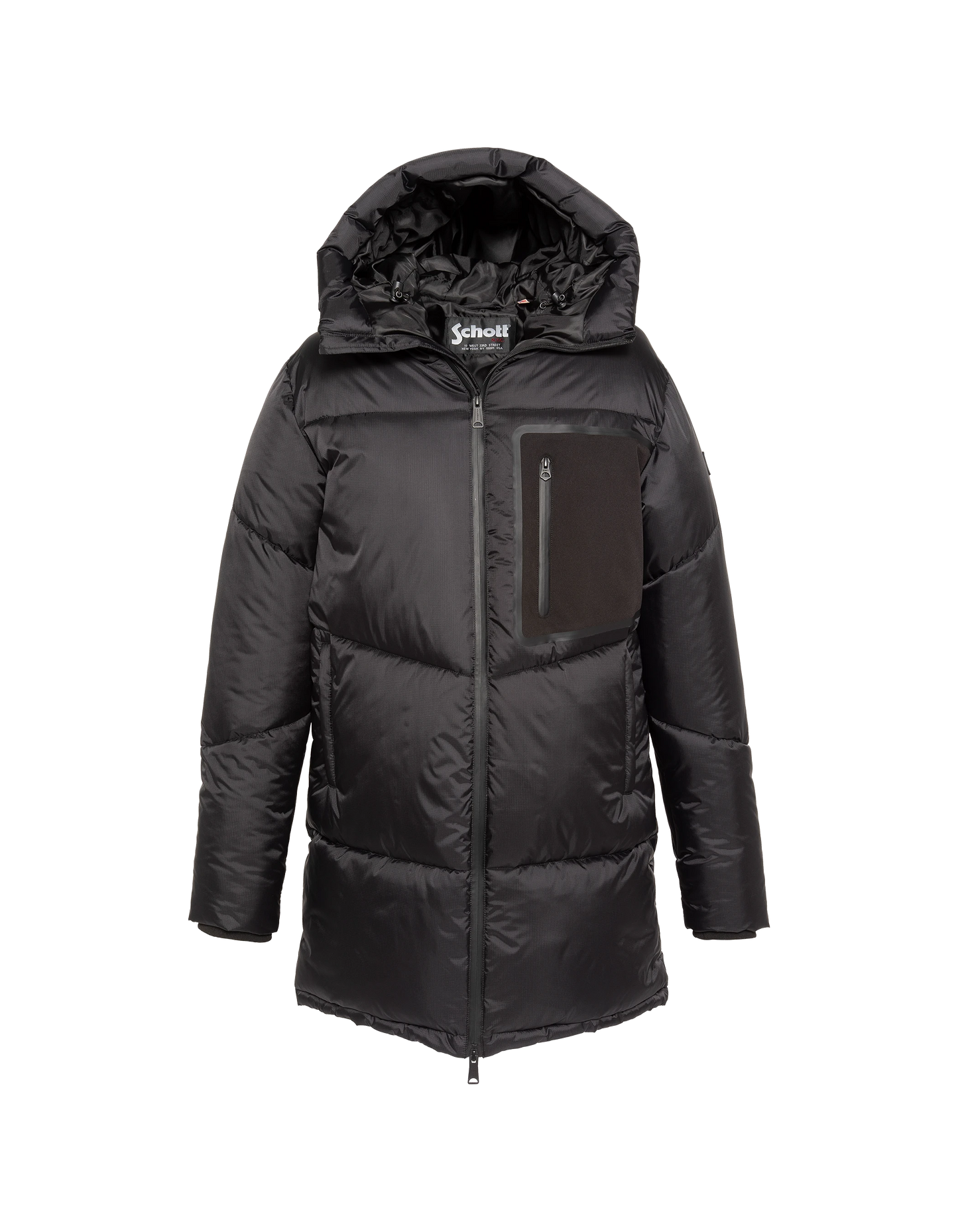 Langer schwarzer Parka mit Kapuze