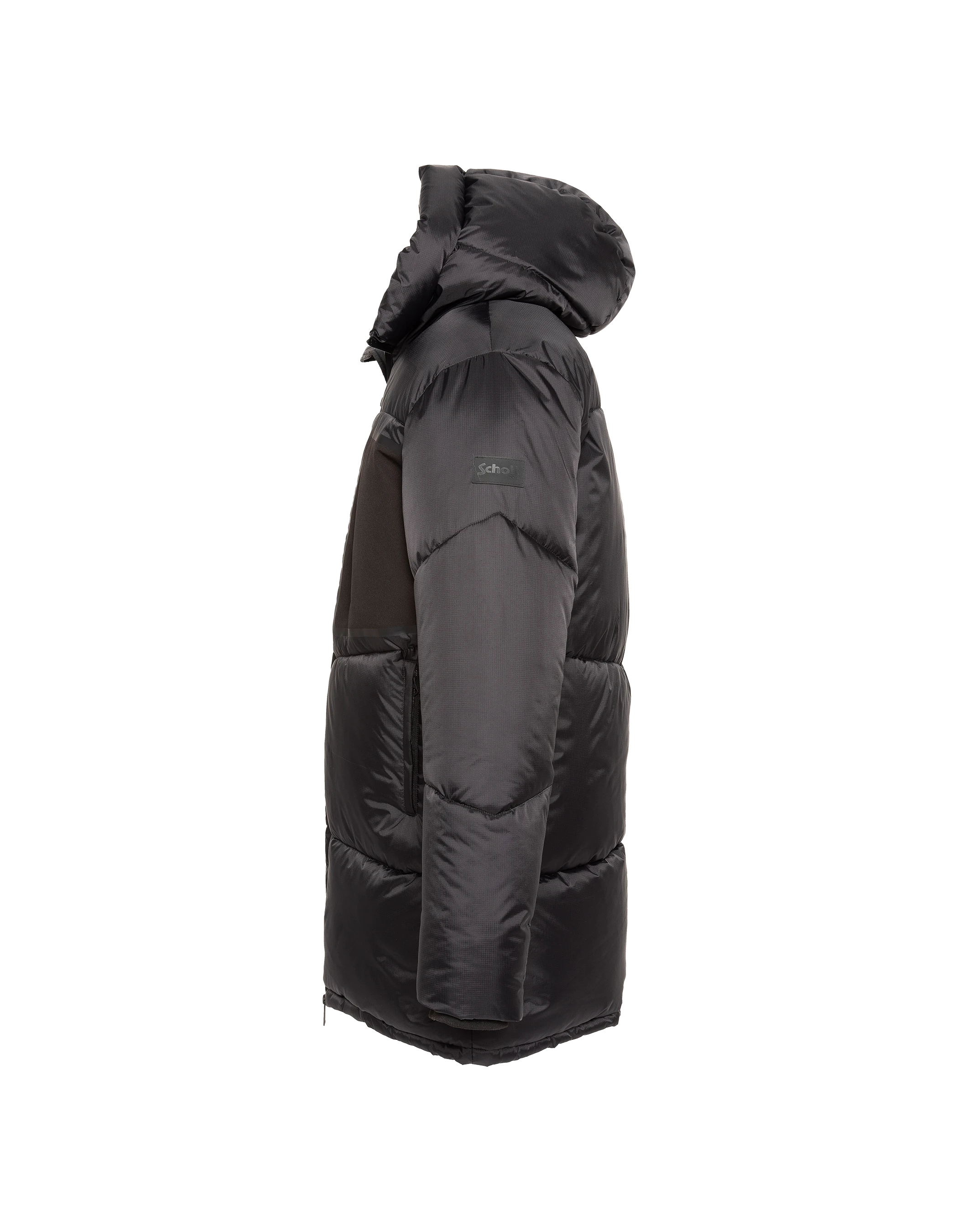 Langer schwarzer Parka mit Kapuze-3