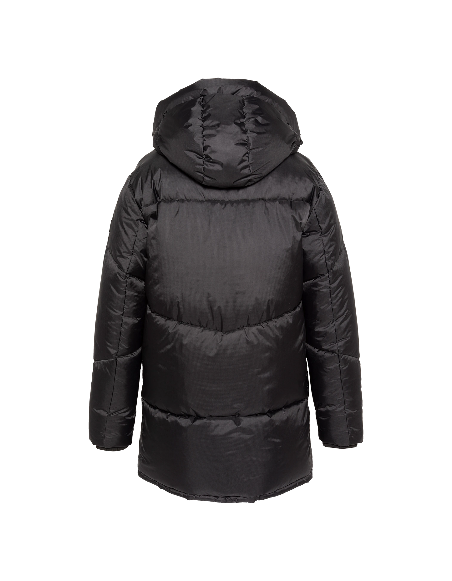 Langer schwarzer Parka mit Kapuze