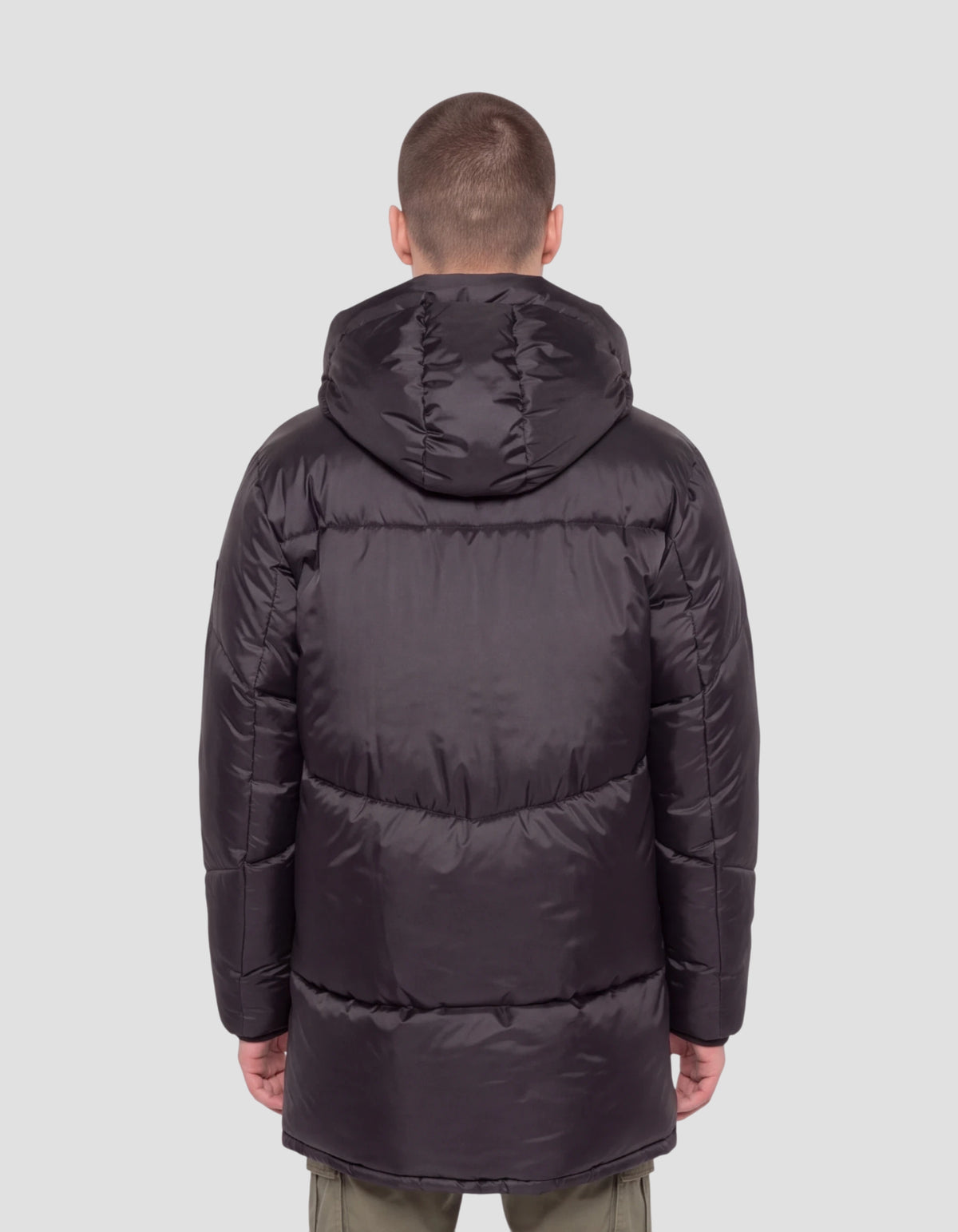 Black long puffer coat with hood-4