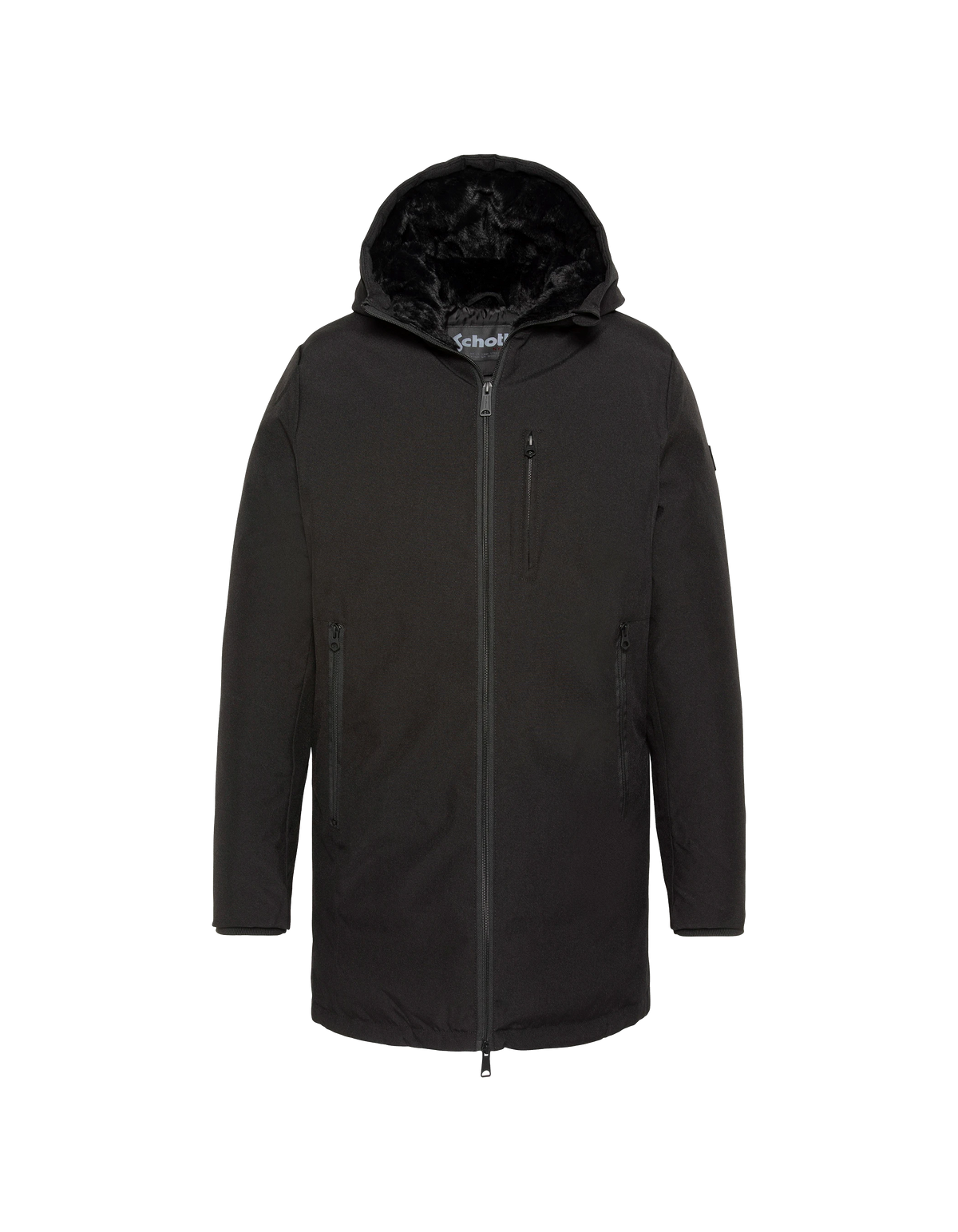 Manteau long à capuche noir