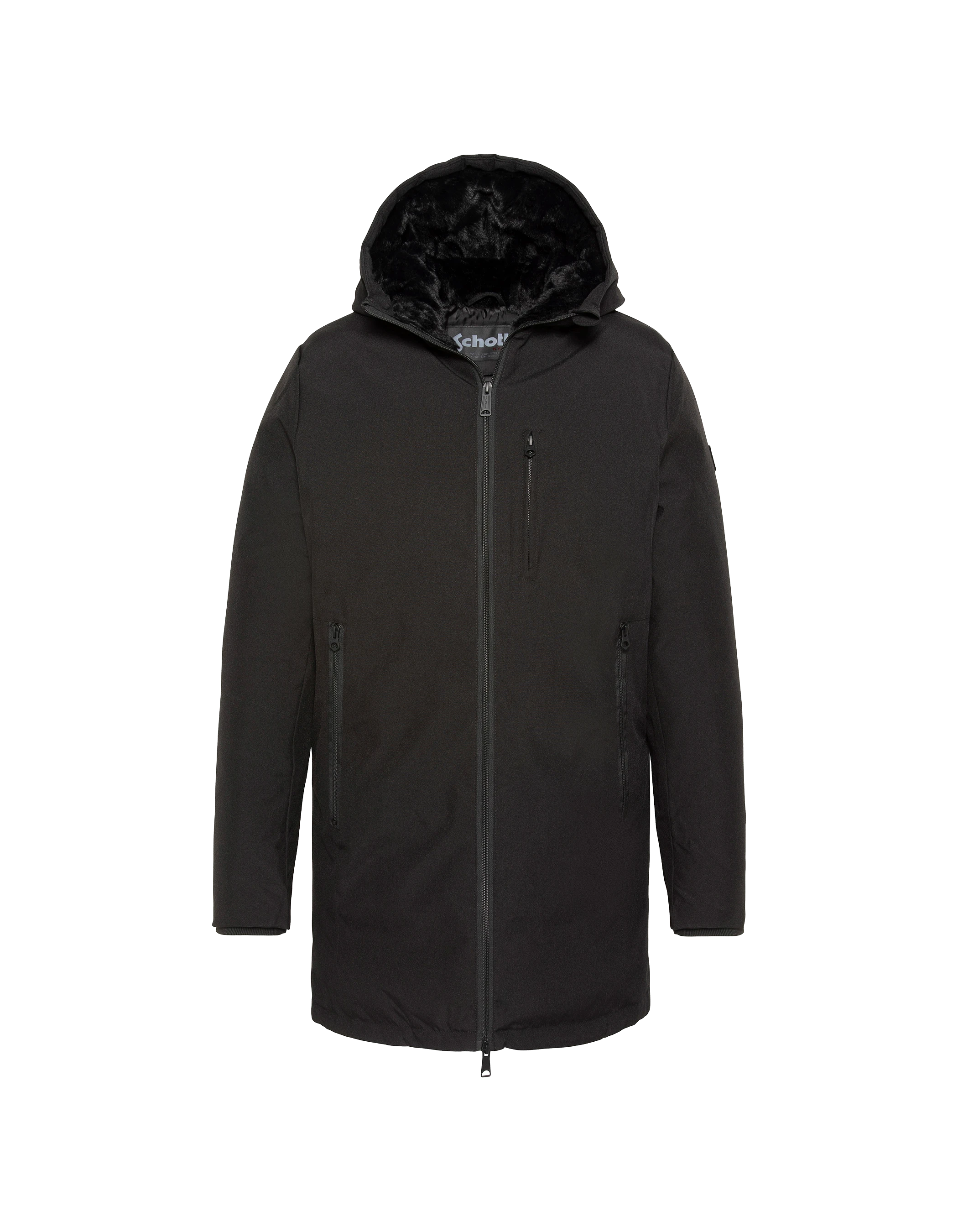 Manteau long à capuche noir-1
