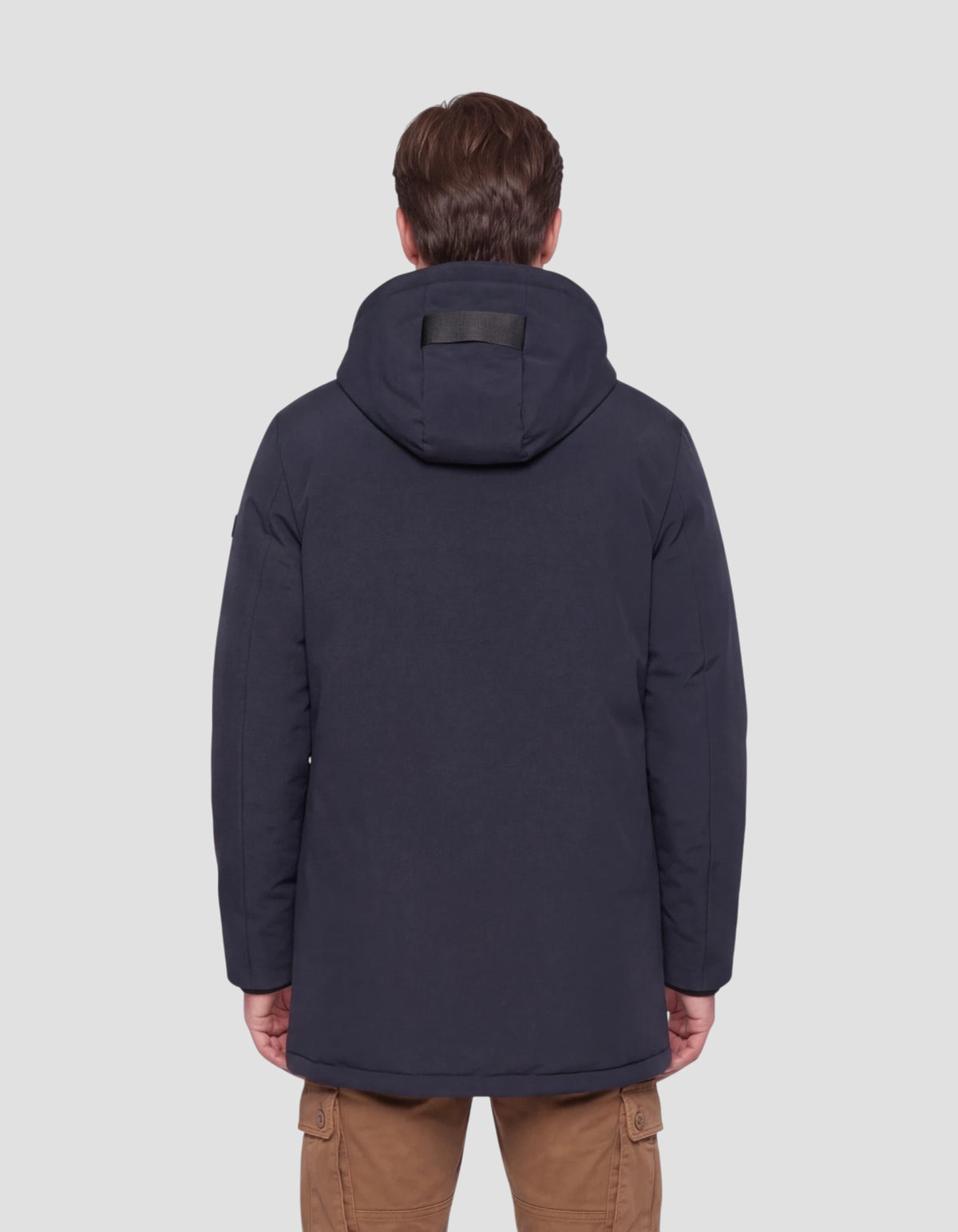 Long navy hooded coat