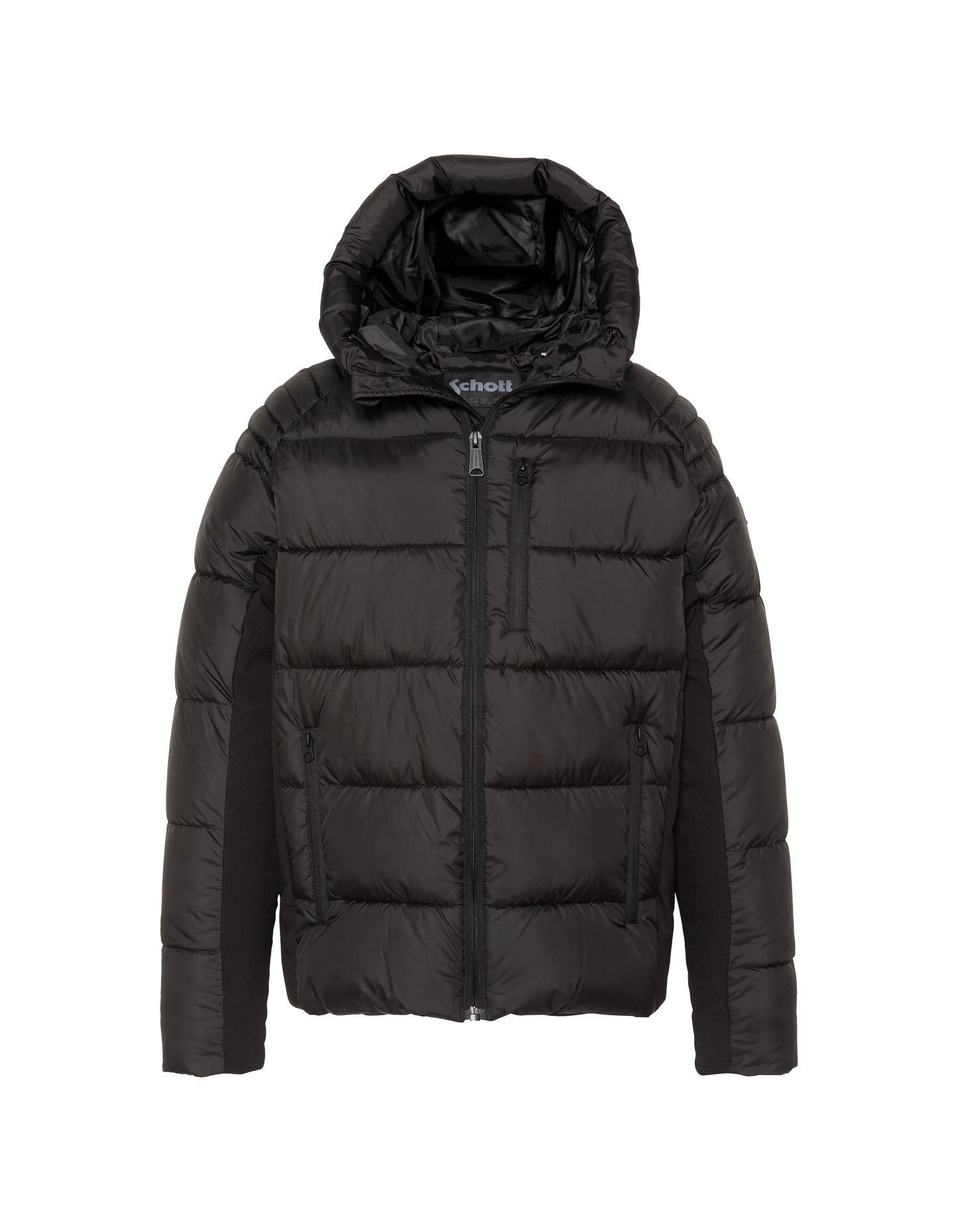 Blouson à capuche noir bi-matière