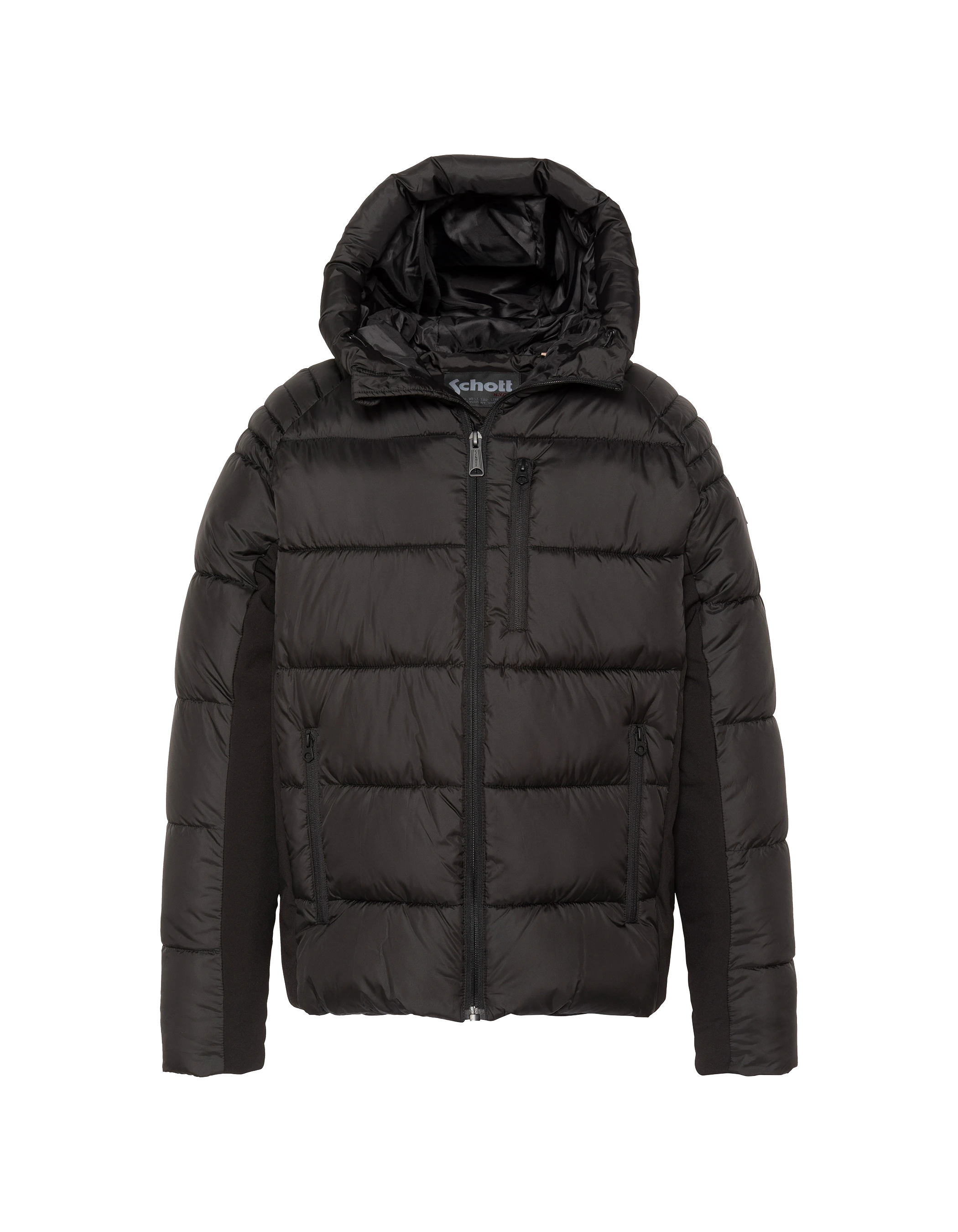 Blouson à capuche noir bi-matière-1