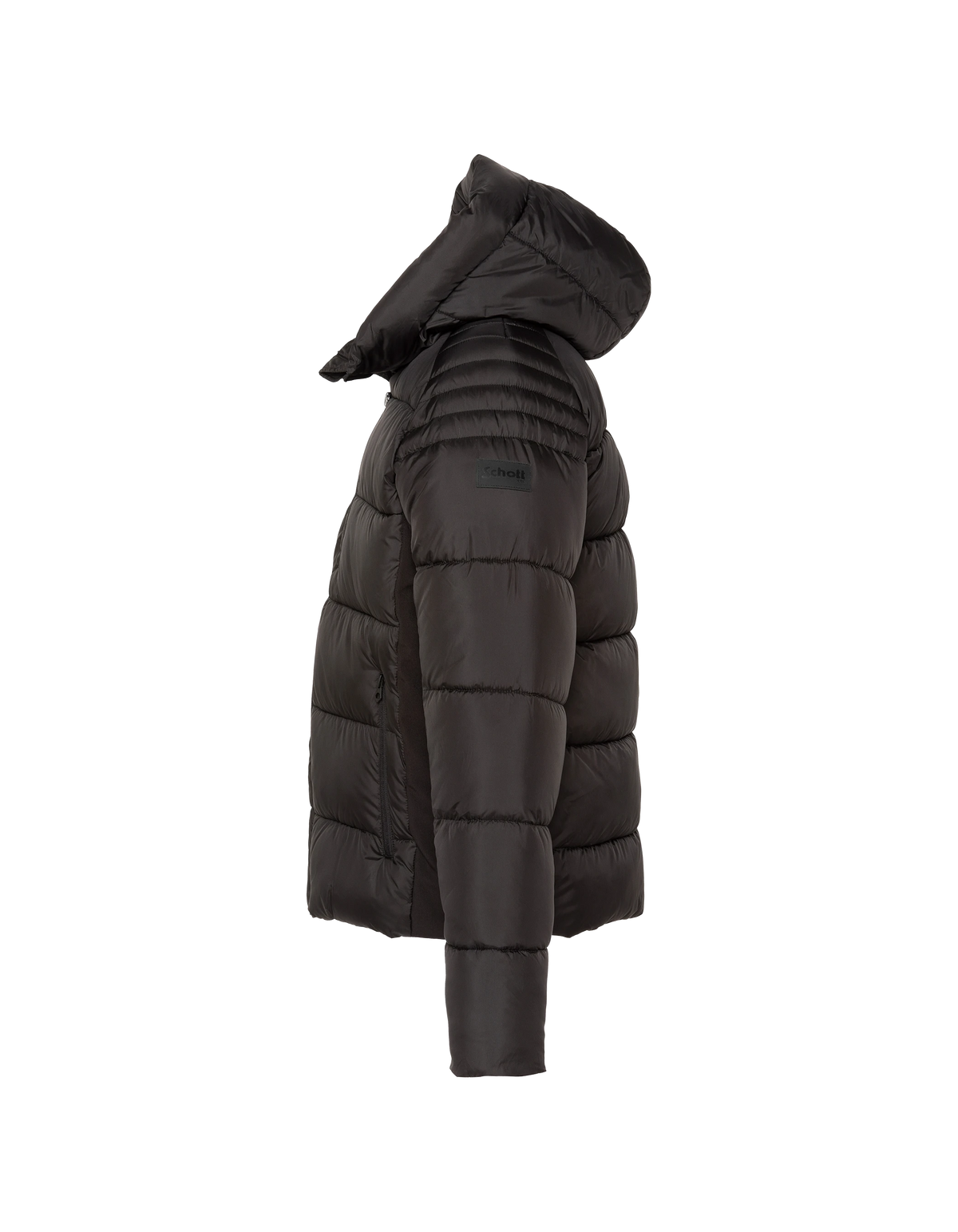 Blouson à capuche noir bi-matière