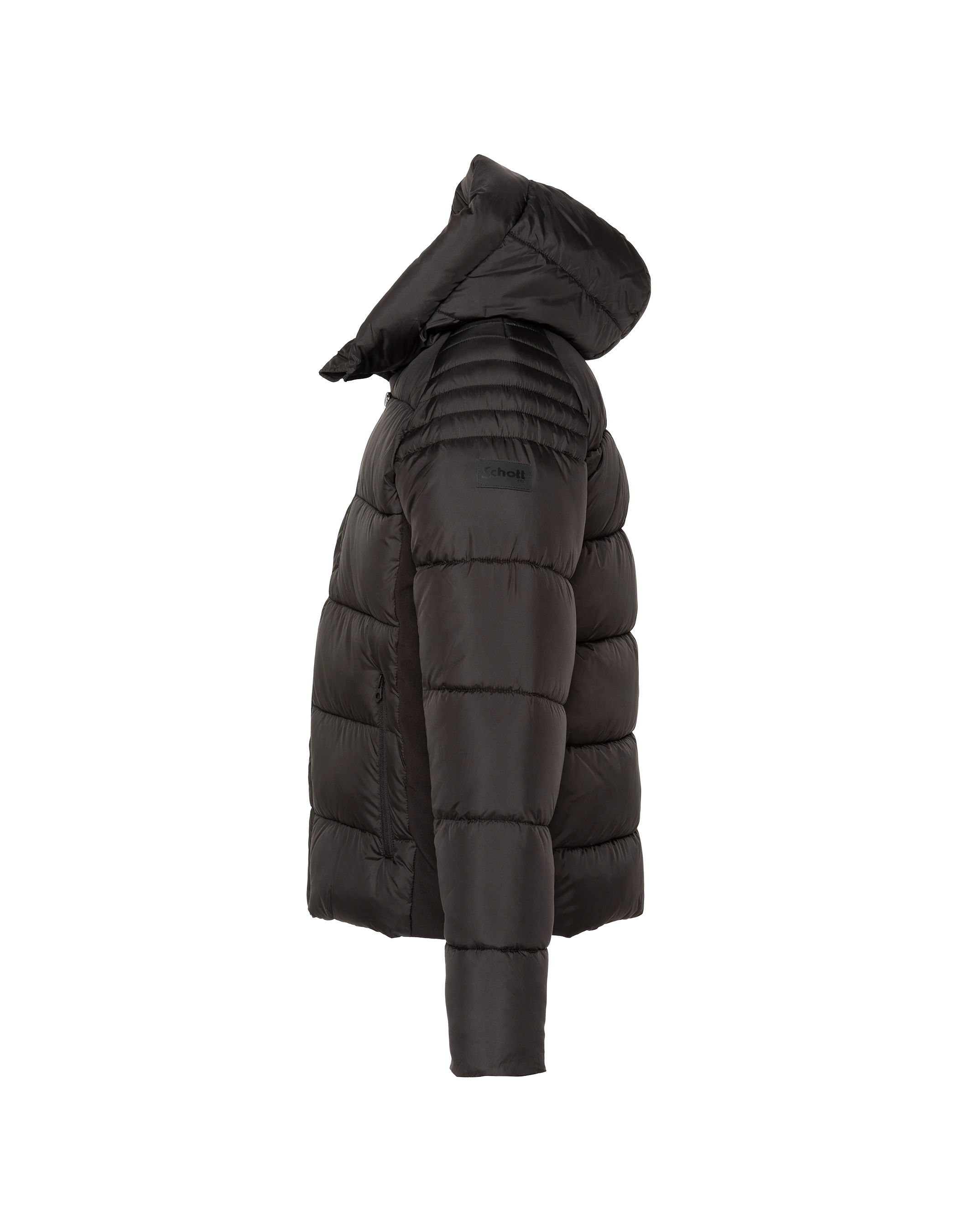 Blouson à capuche noir bi-matière-3